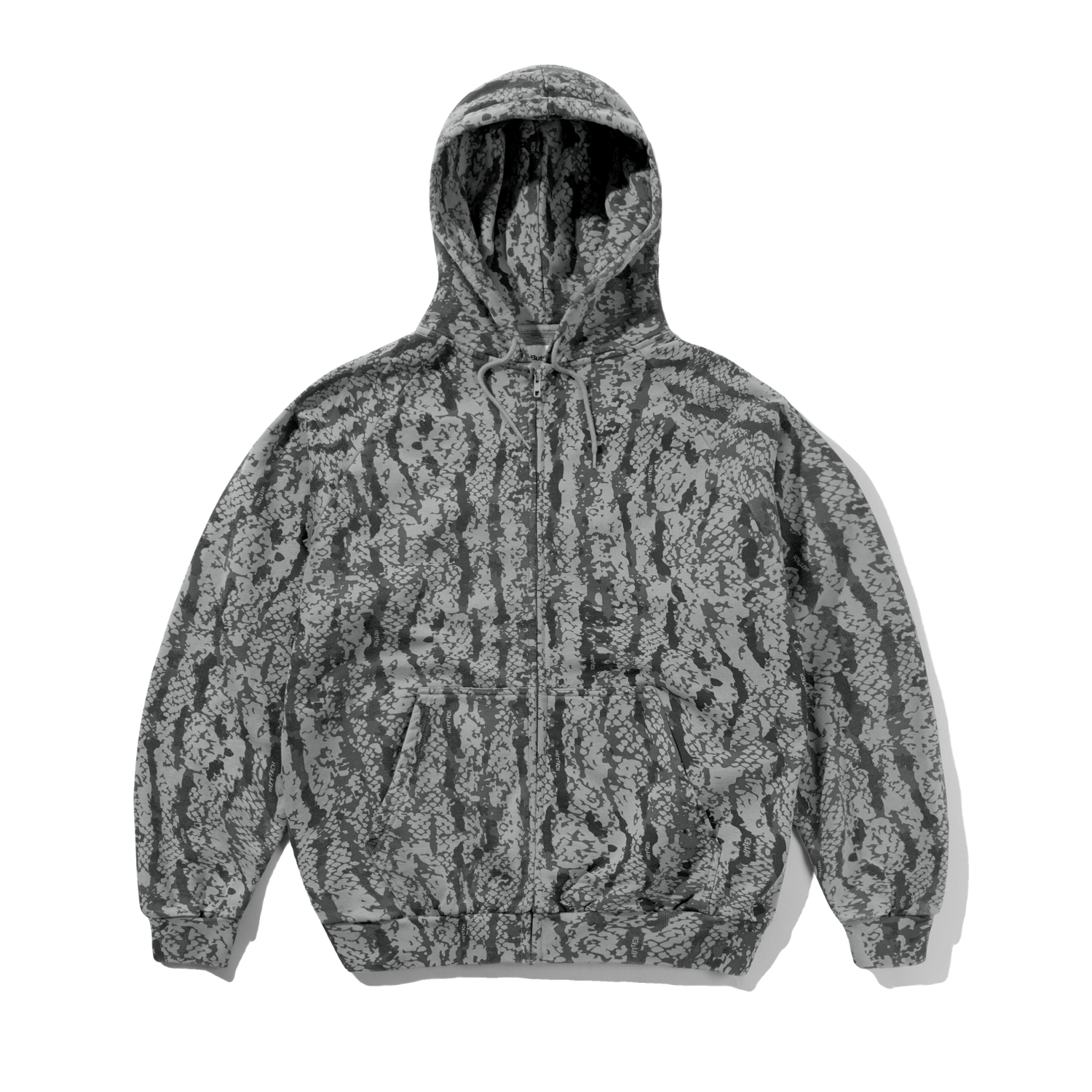 Lowland Camo Zip-Thru Hood, Washed Black