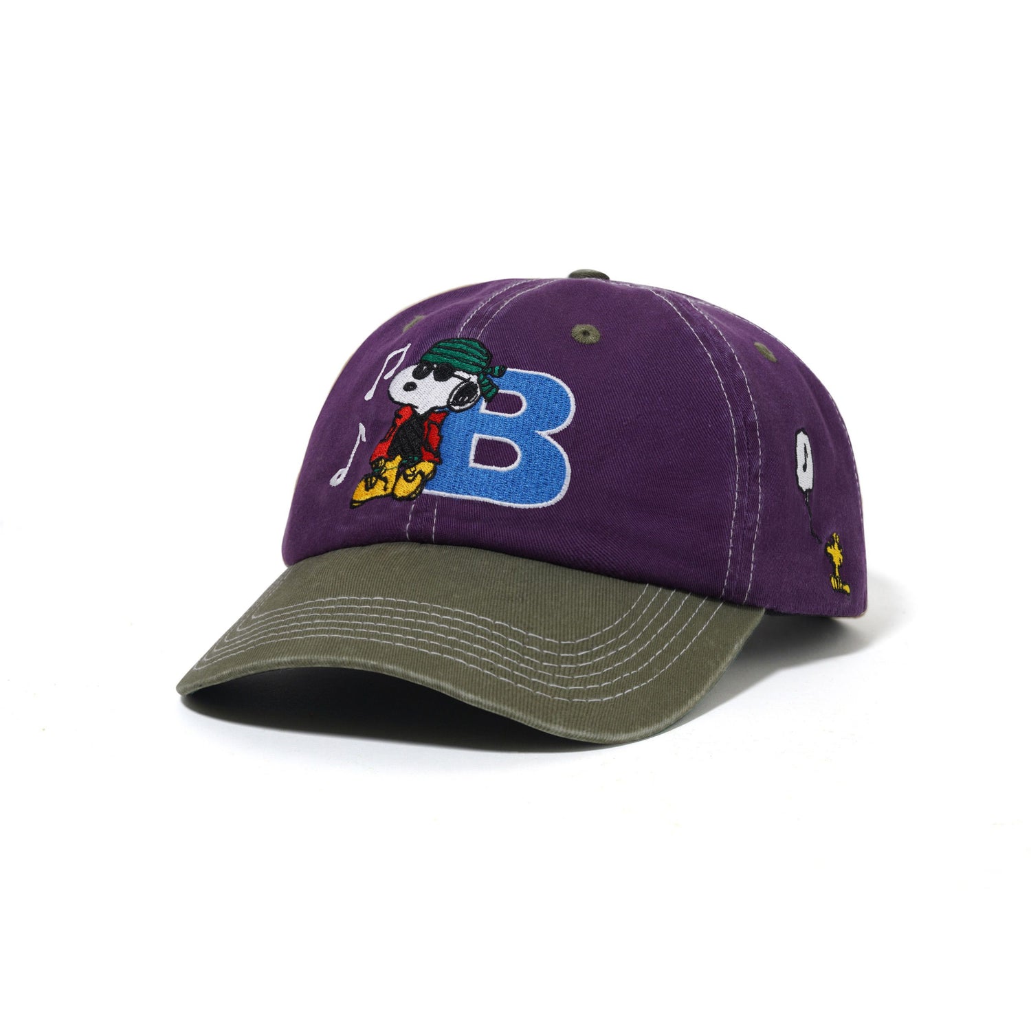 Music Snapback Cap, Washed Purple / Fern