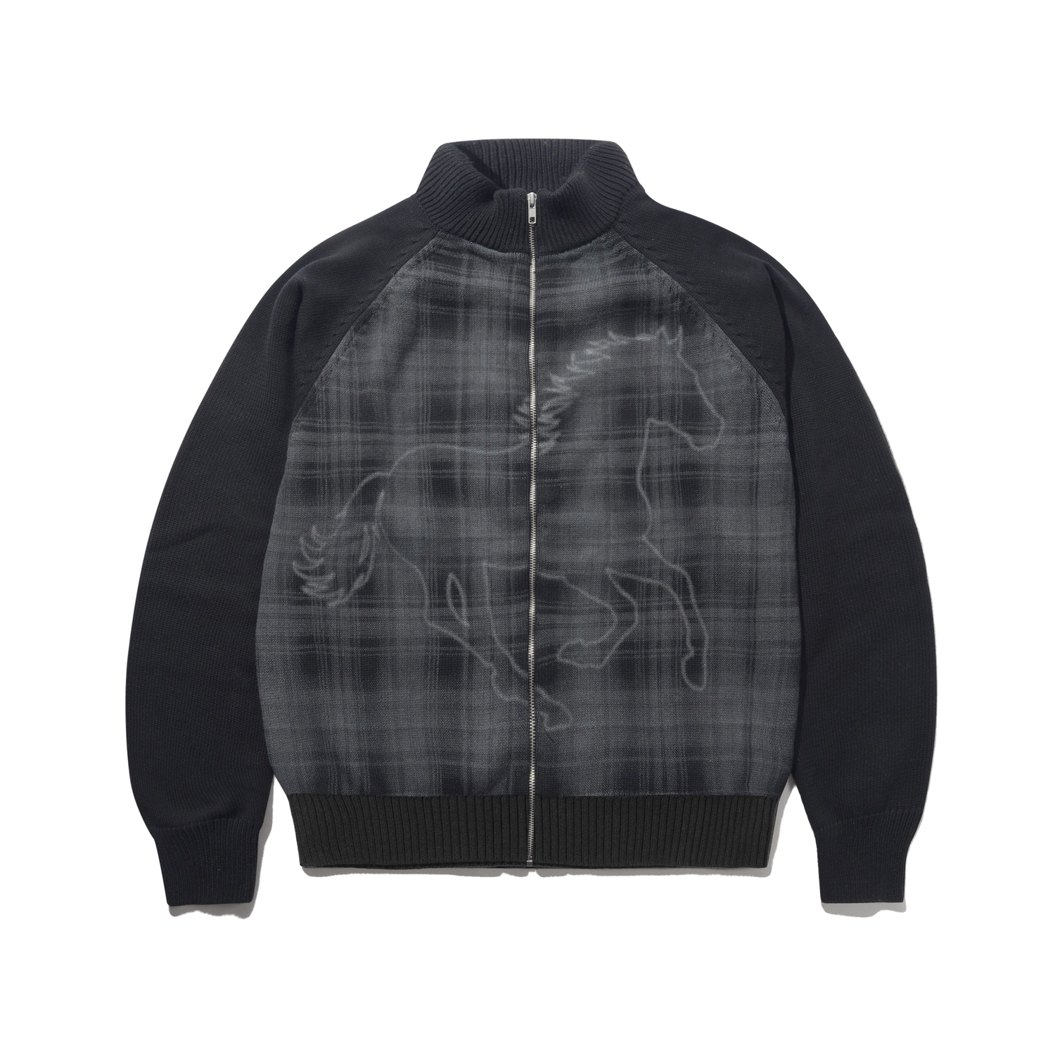 Mustang Zip-Thru Knit Sweater, Black