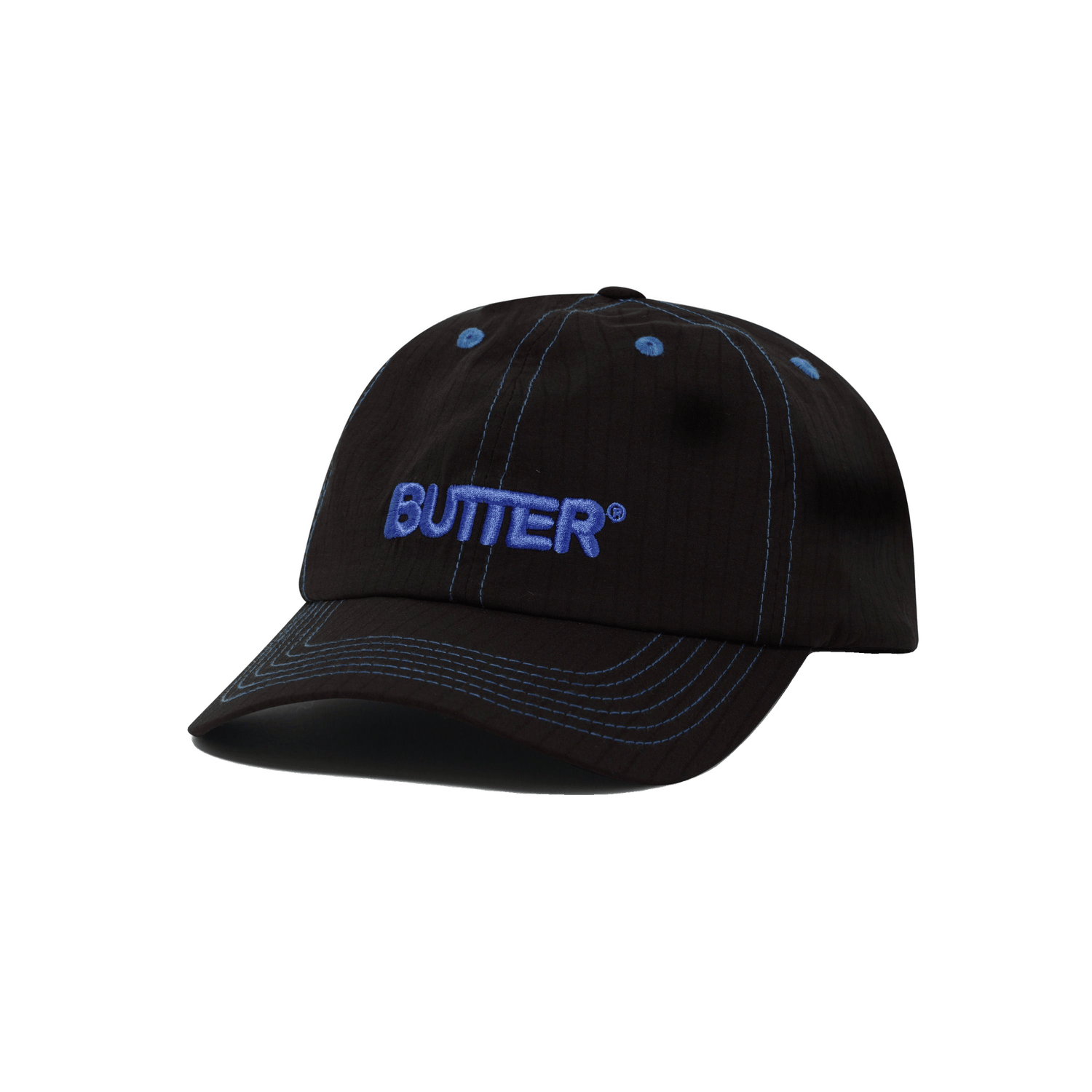 Nylon Rounded Logo 6 Panel Cap, Black