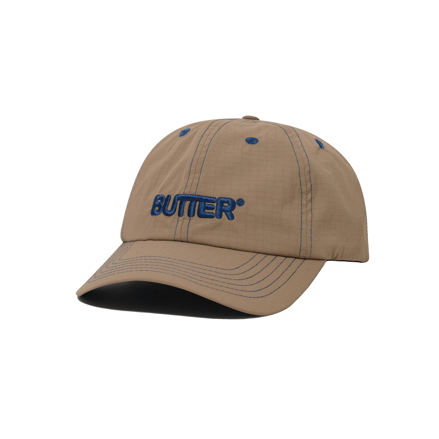Nylon Rounded Logo 6 Panel Cap, Sand