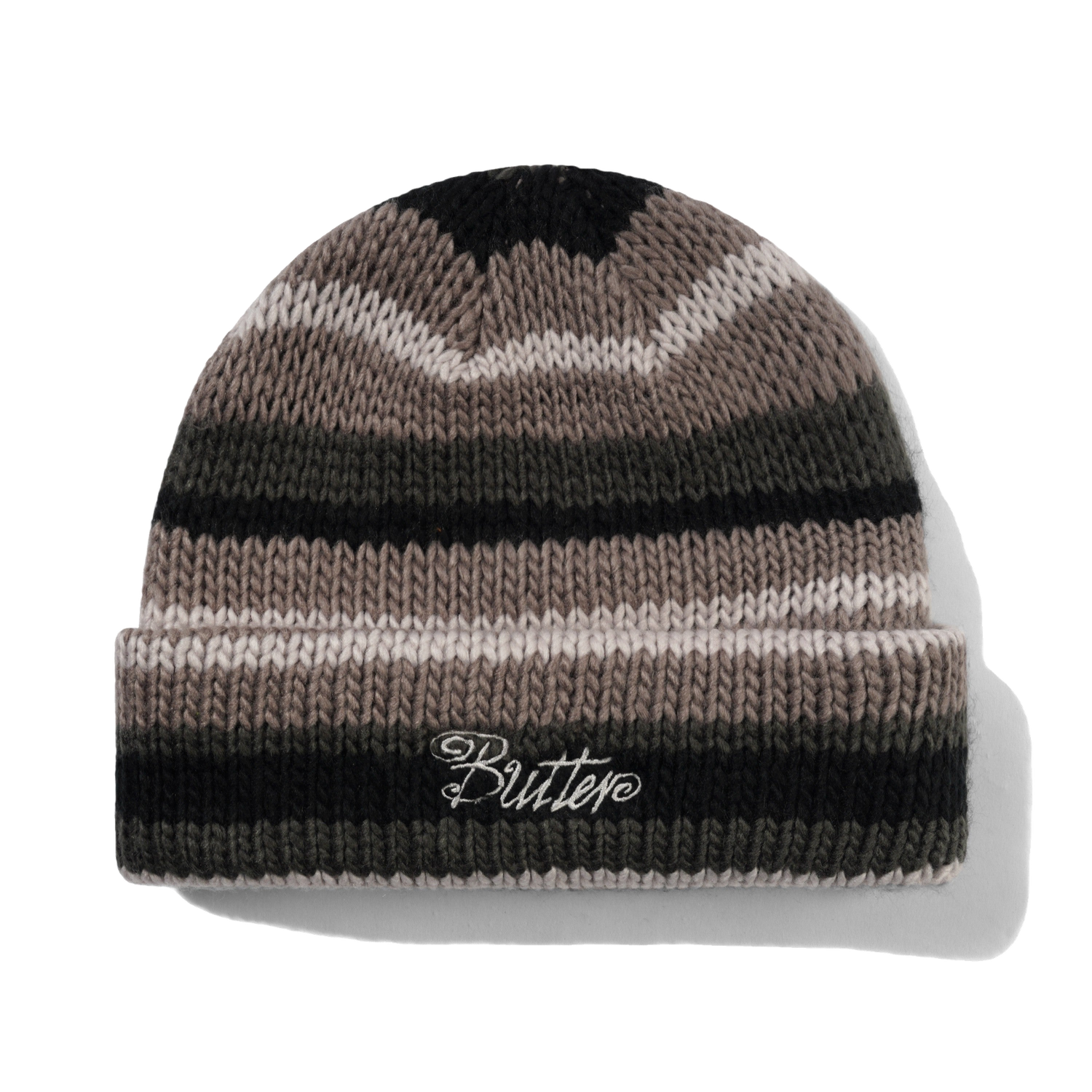 Ombre Stripe Knit Beanie, Black