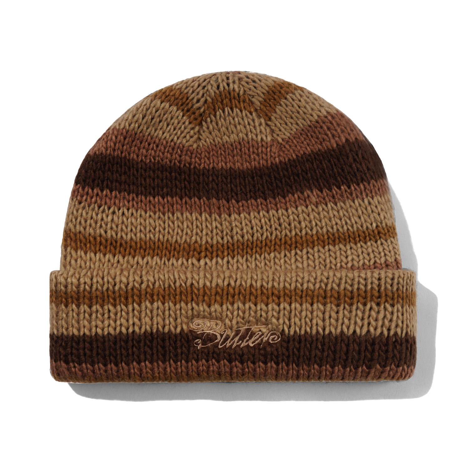 Ombre Stripe Knit Beanie, Chocolate