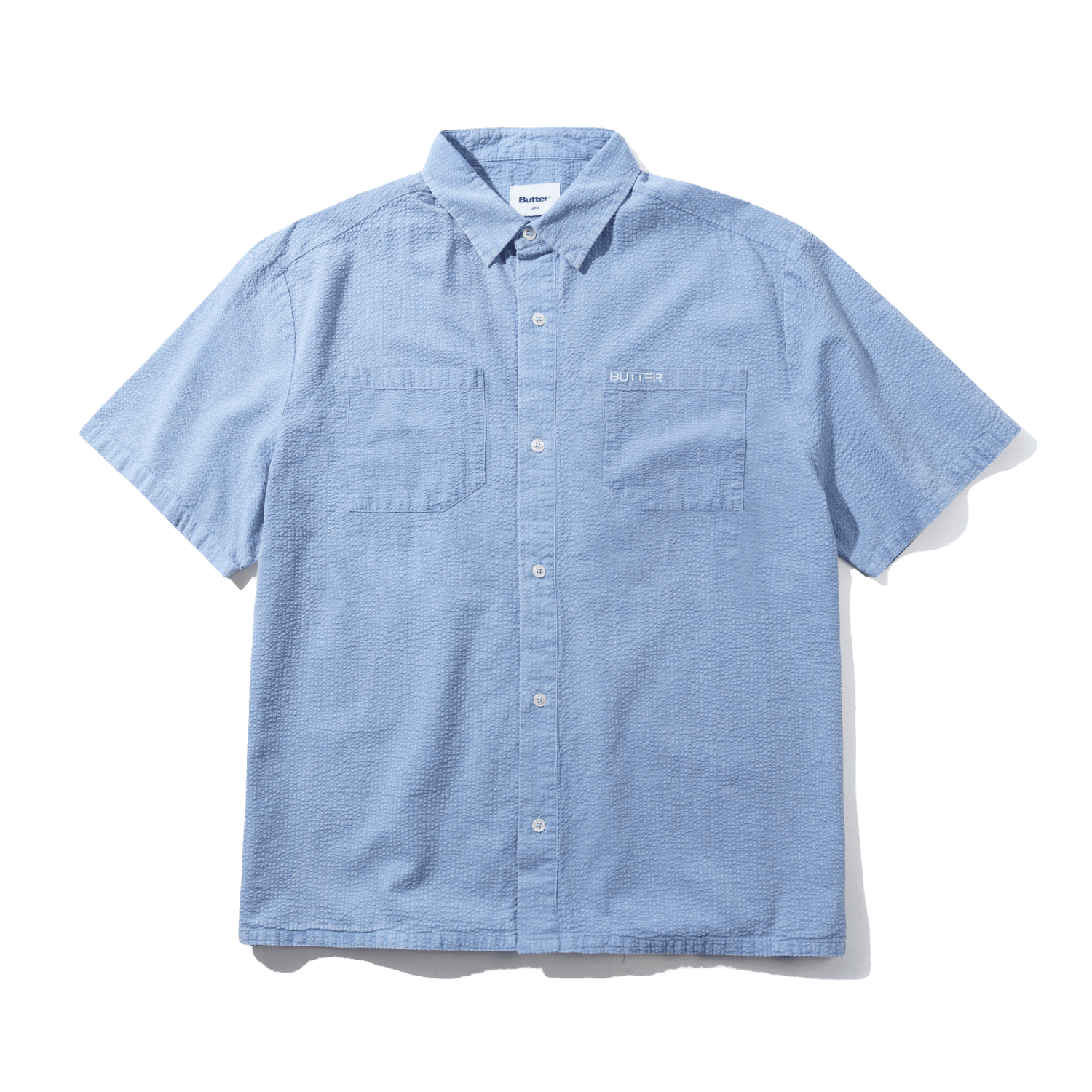 Overdye Seersucker S/S Shirt, Blue