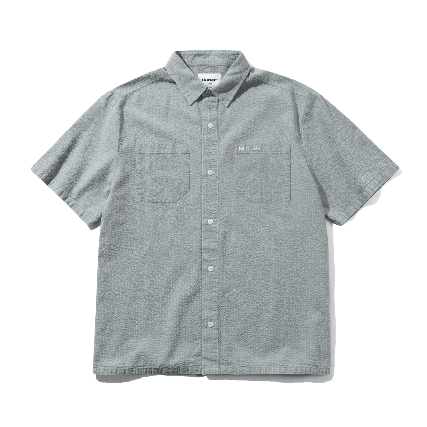 Overdye Seersucker S/S Shirt, Grey