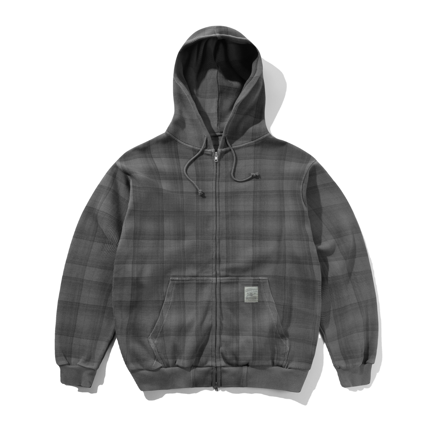 Waffle Zip-Thru Hood, Grey Plaid – Butter Goods Waffle Zip-Thru Hood, Grey Plaid – Butter Goods
