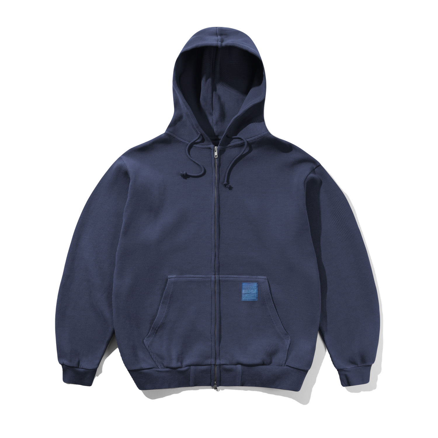 Waffle Zip-Thru Hood, Navy Overdye