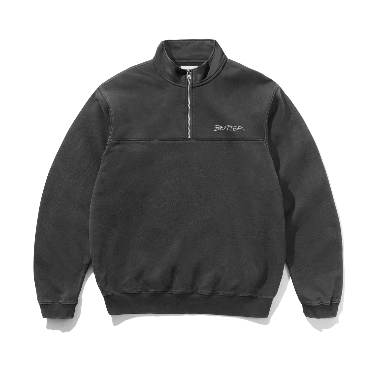 Panel 1/4 Zip Sweater, Washed Black