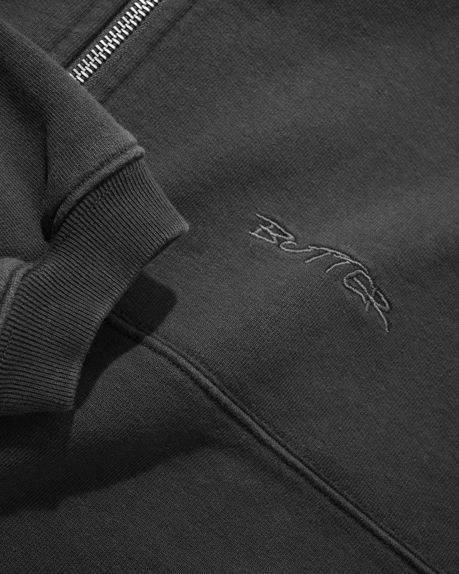 Panel 1/4 Zip Sweater, Washed Black