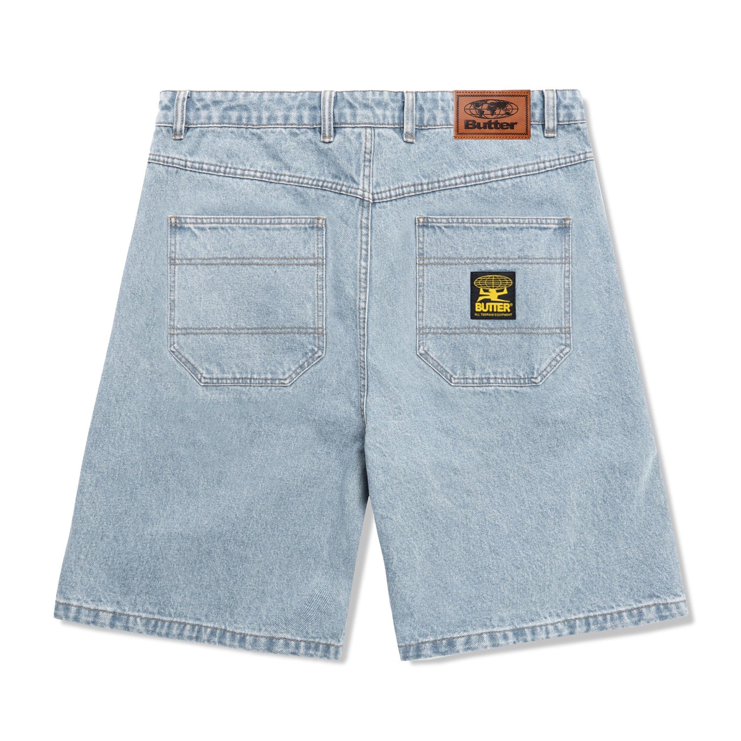 Patch Pocket Denim Shorts, Faded Light Blue