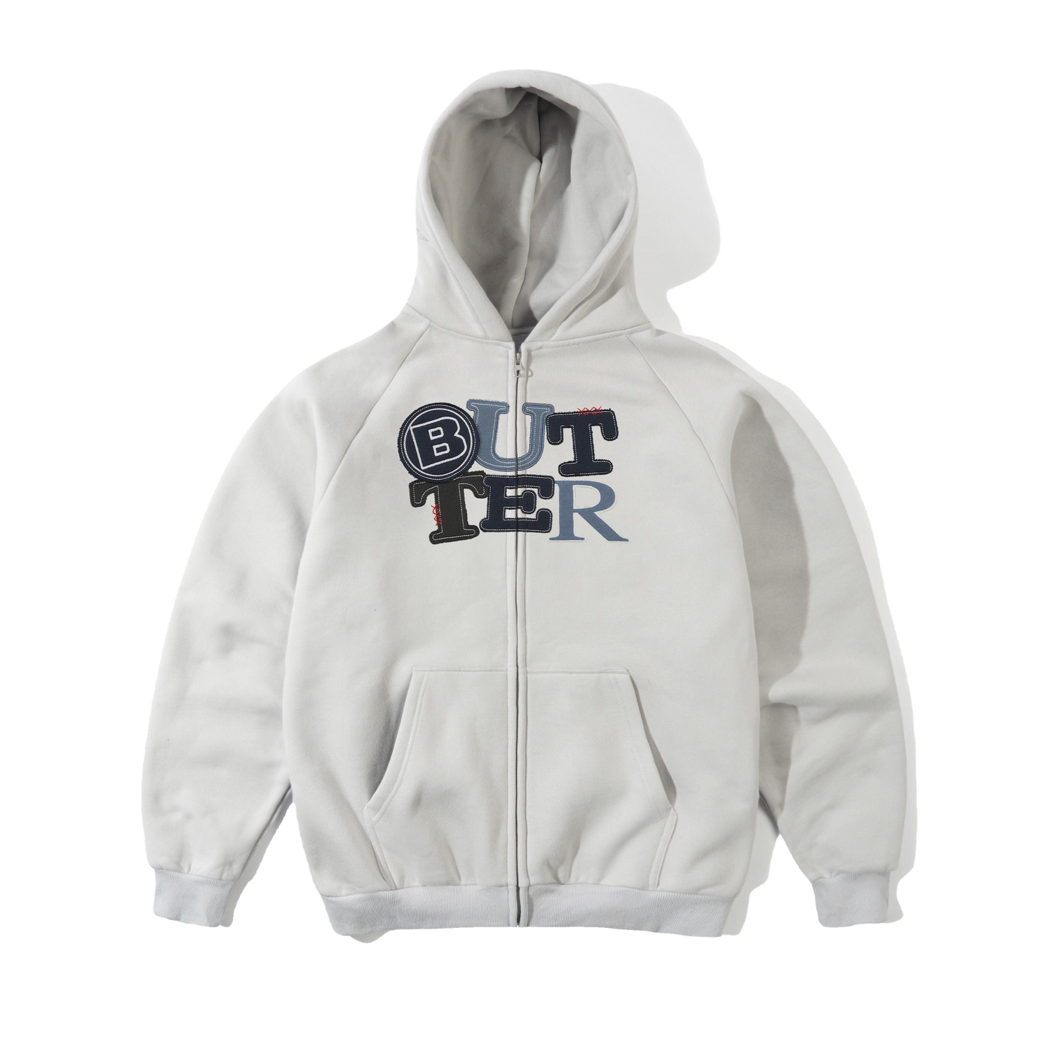 Patchwork Zip-Thru Hood, Cement