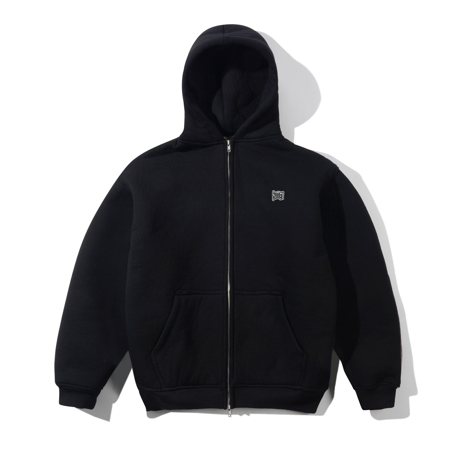 Pile Lined Zip-Thru Hood, Black