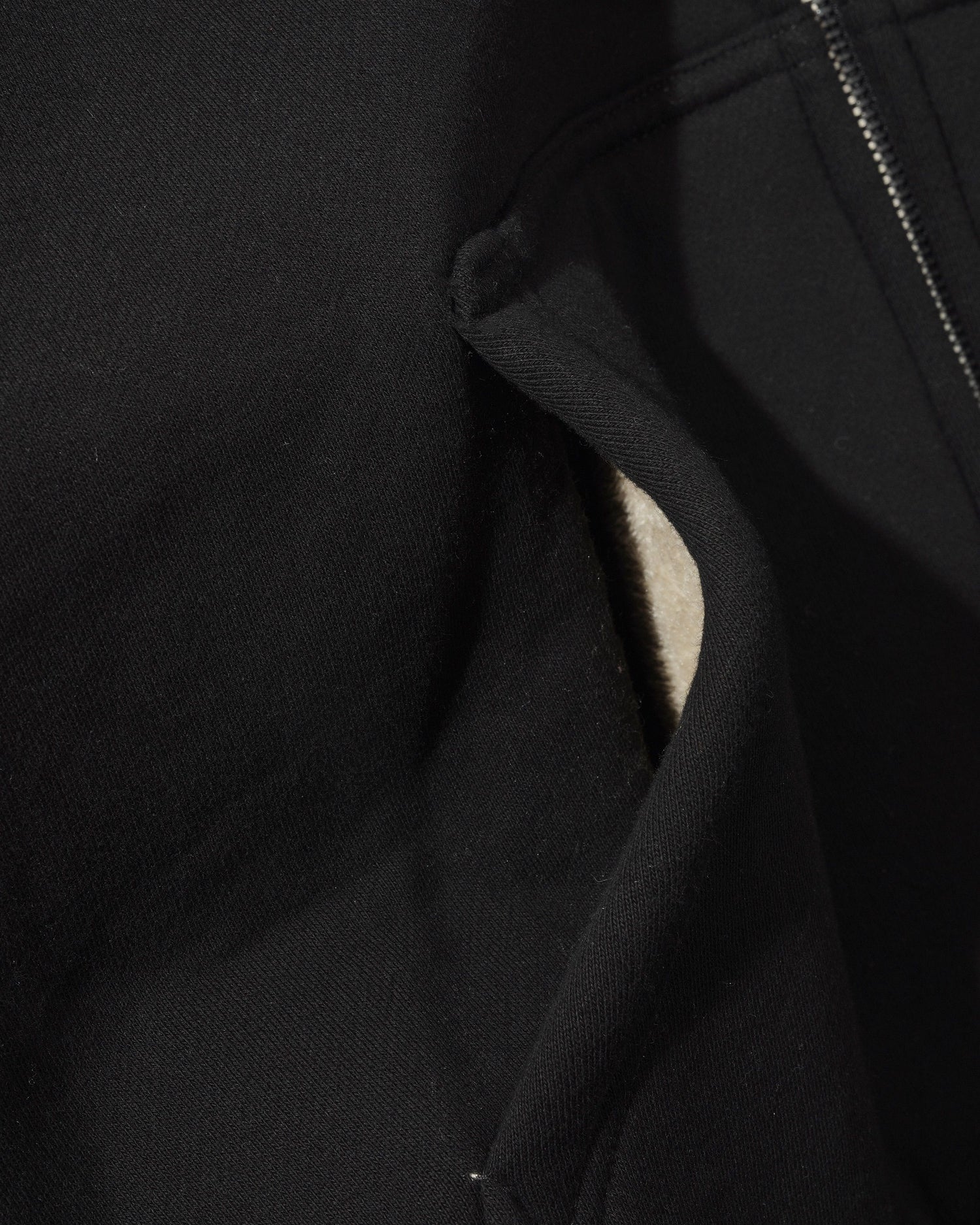 Pile Lined Zip-Thru Hood, Black
