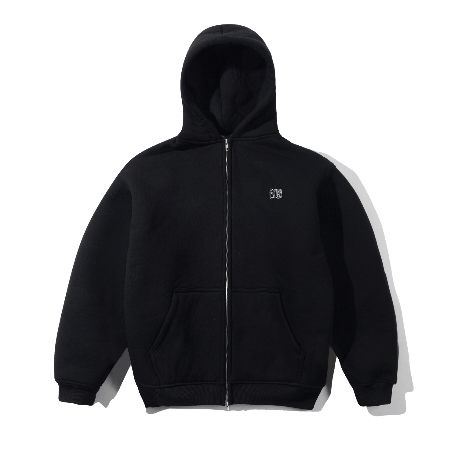 Pile Lined Zip-Thru Hood, Black