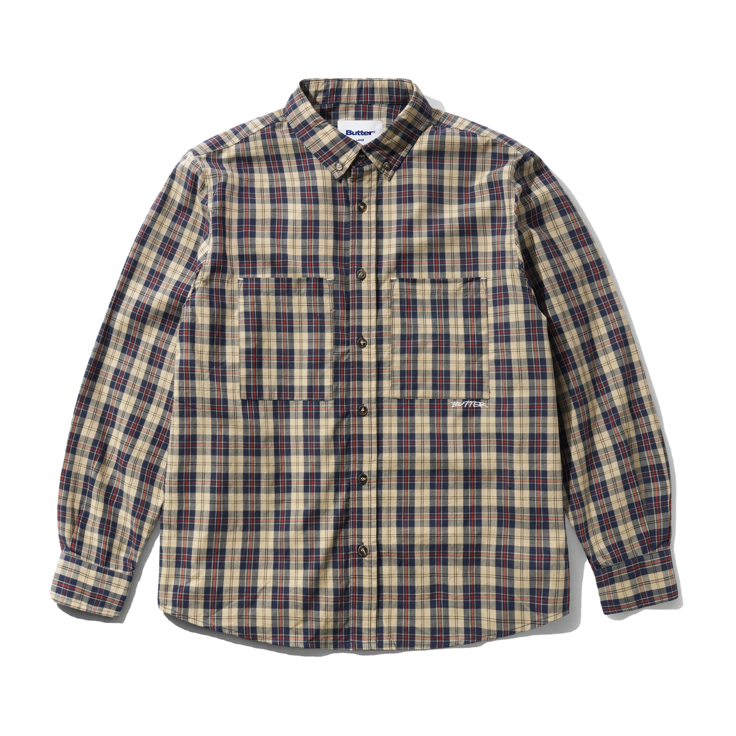 Plaid Shirt, Beige / Navy