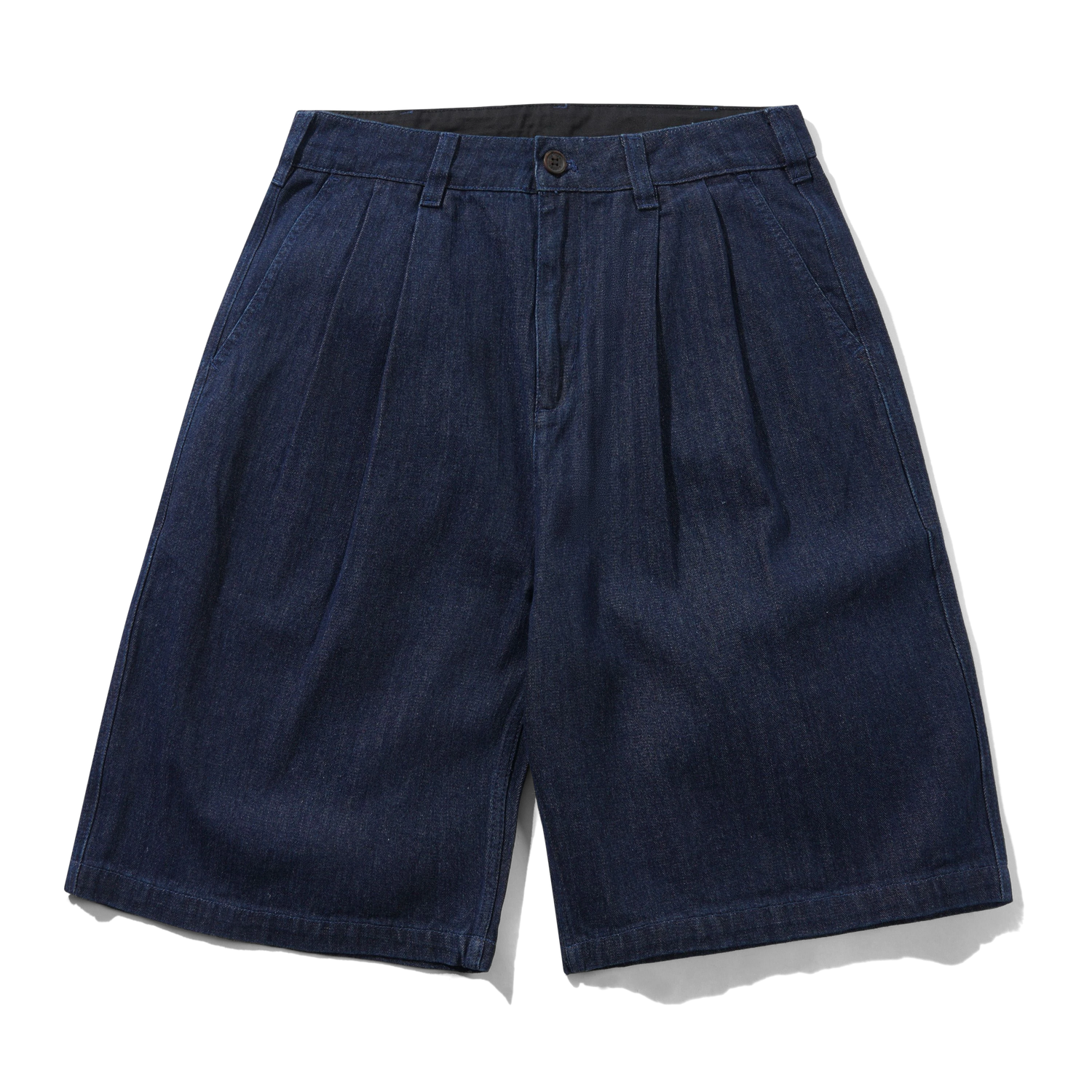 Pleated Shorts, Herringbone Denim