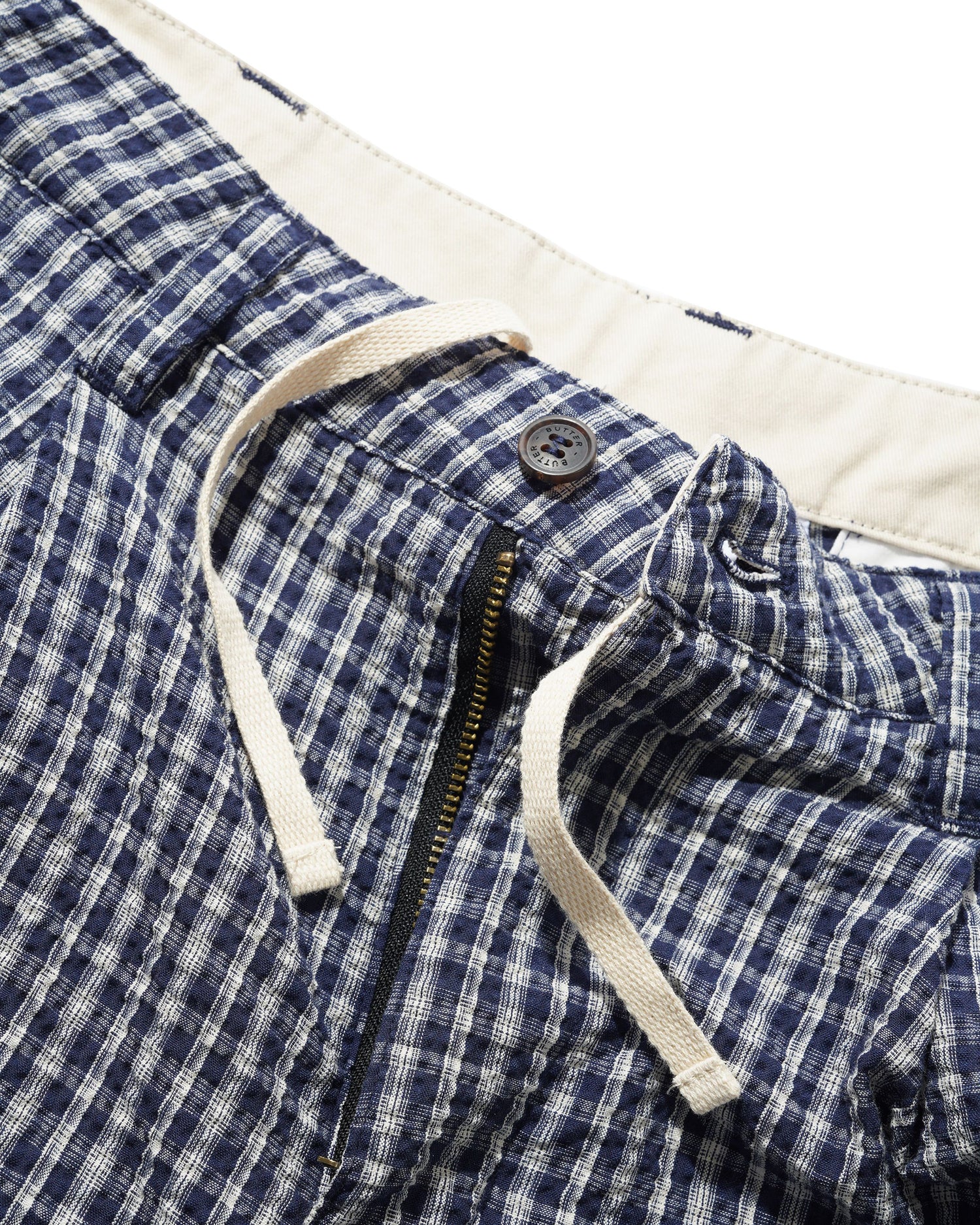 Pleated Shorts, Navy Plaid