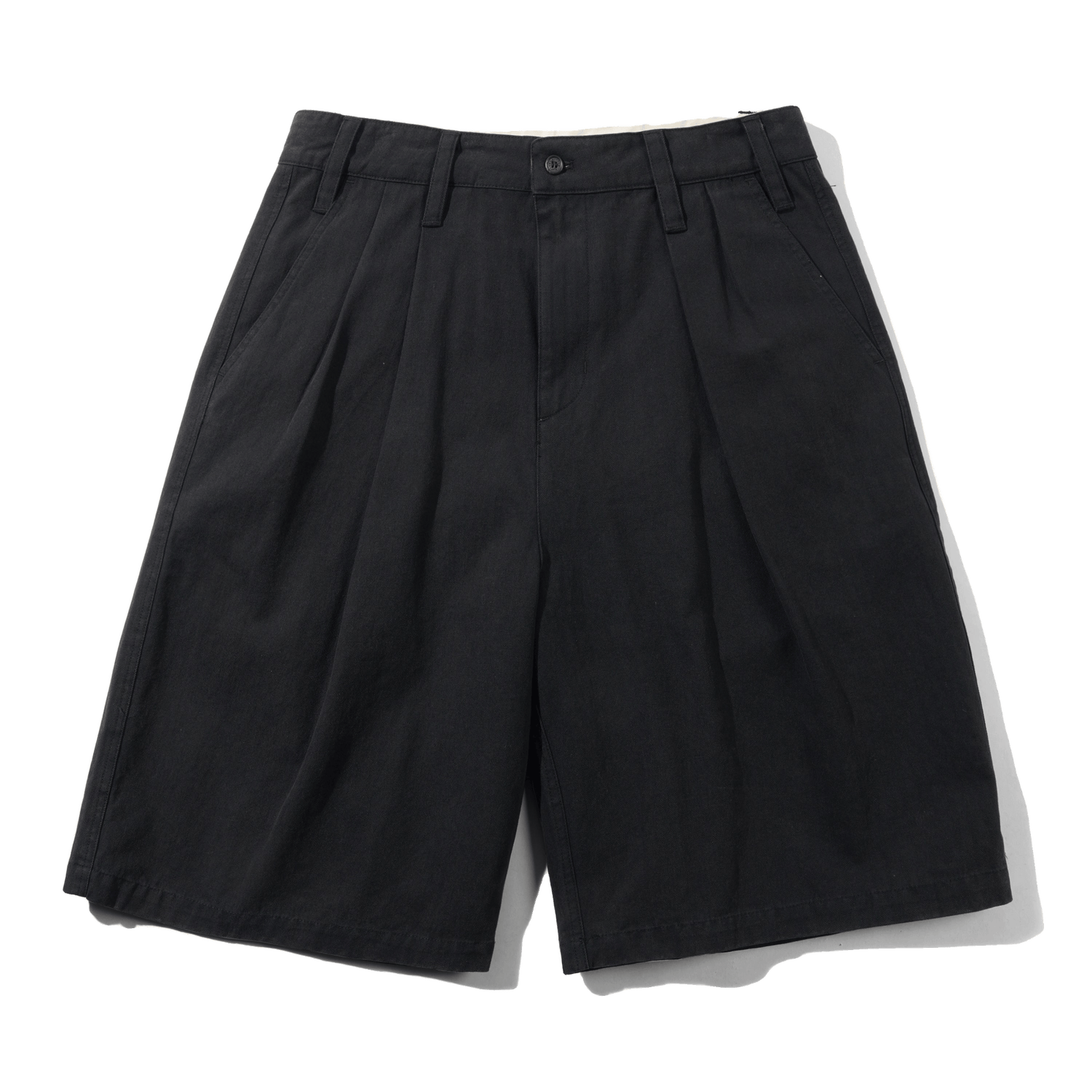Pleated Shorts, Washed Black