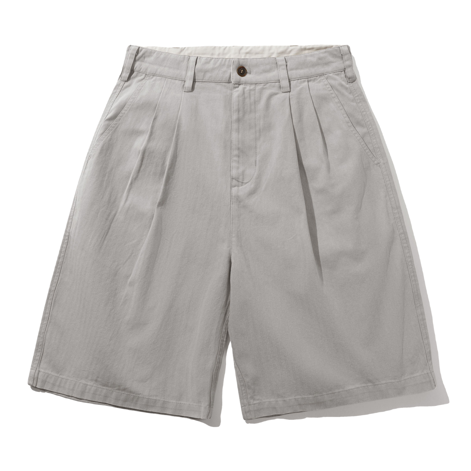 Pleated Shorts, Washed Light Grey