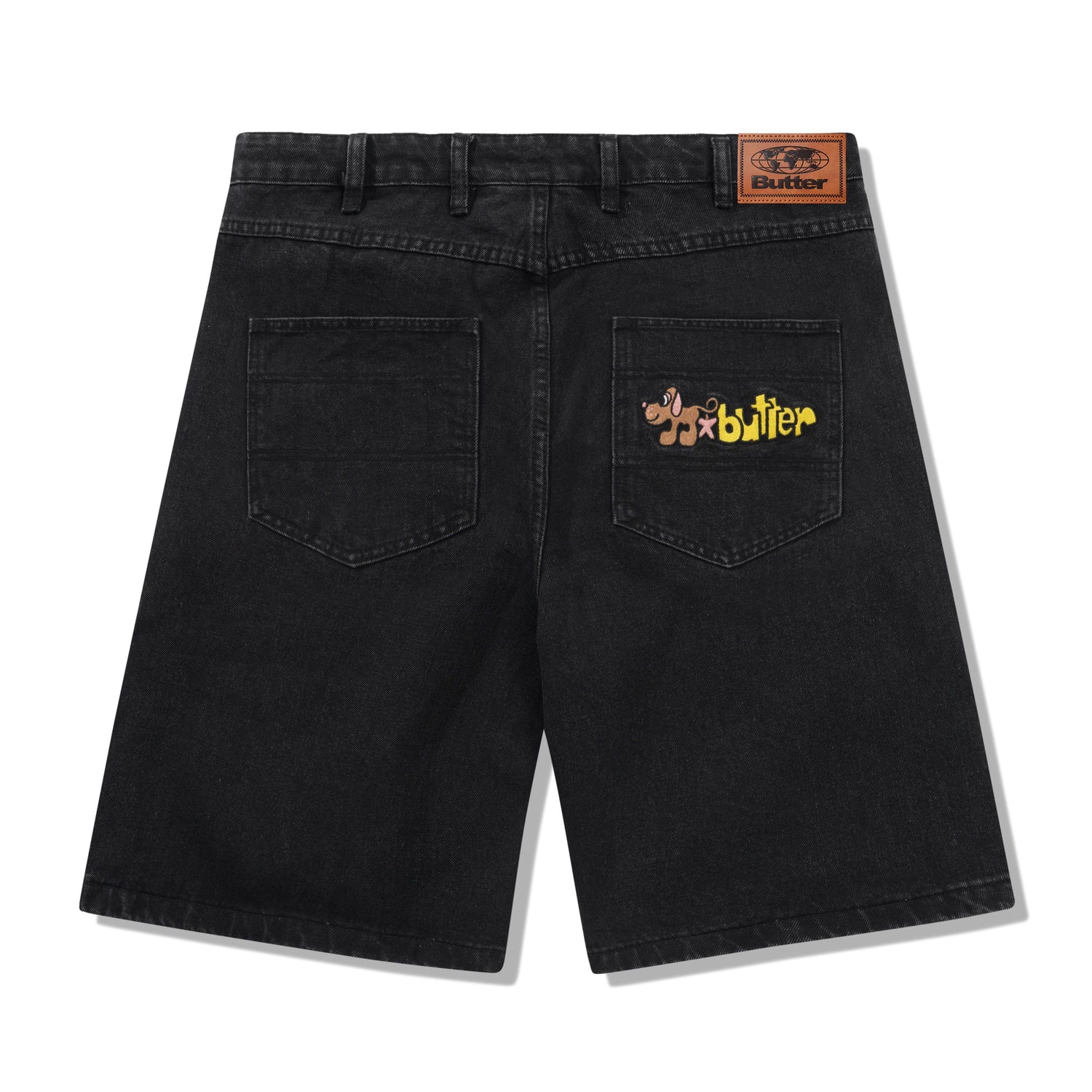 Pooch Denim Shorts, Flat Black