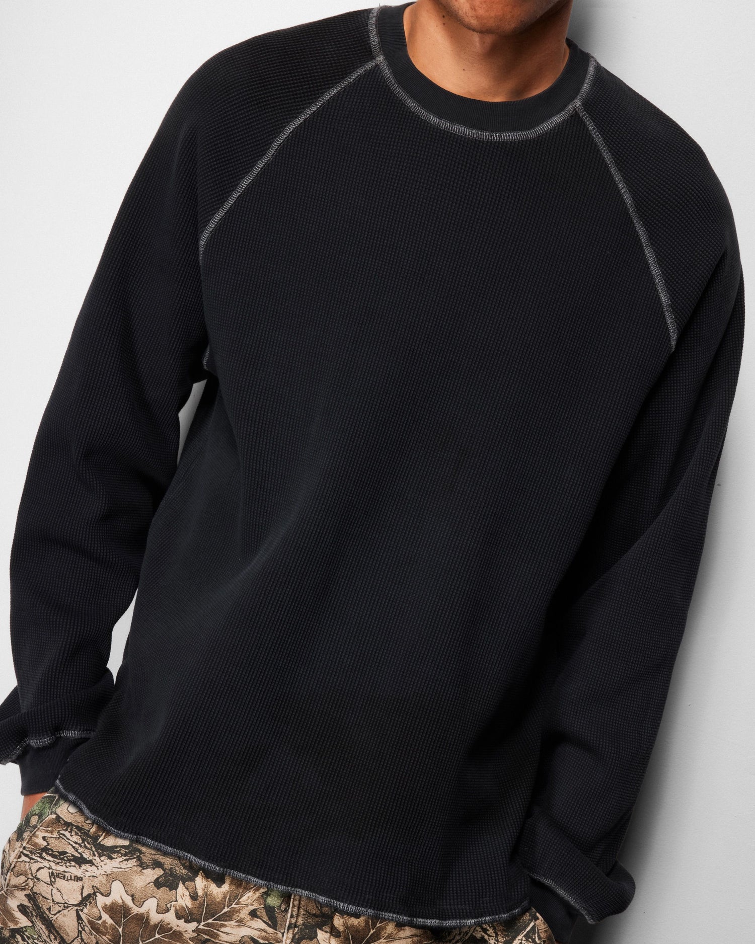 Waffle L/S Top, Forest Camo
