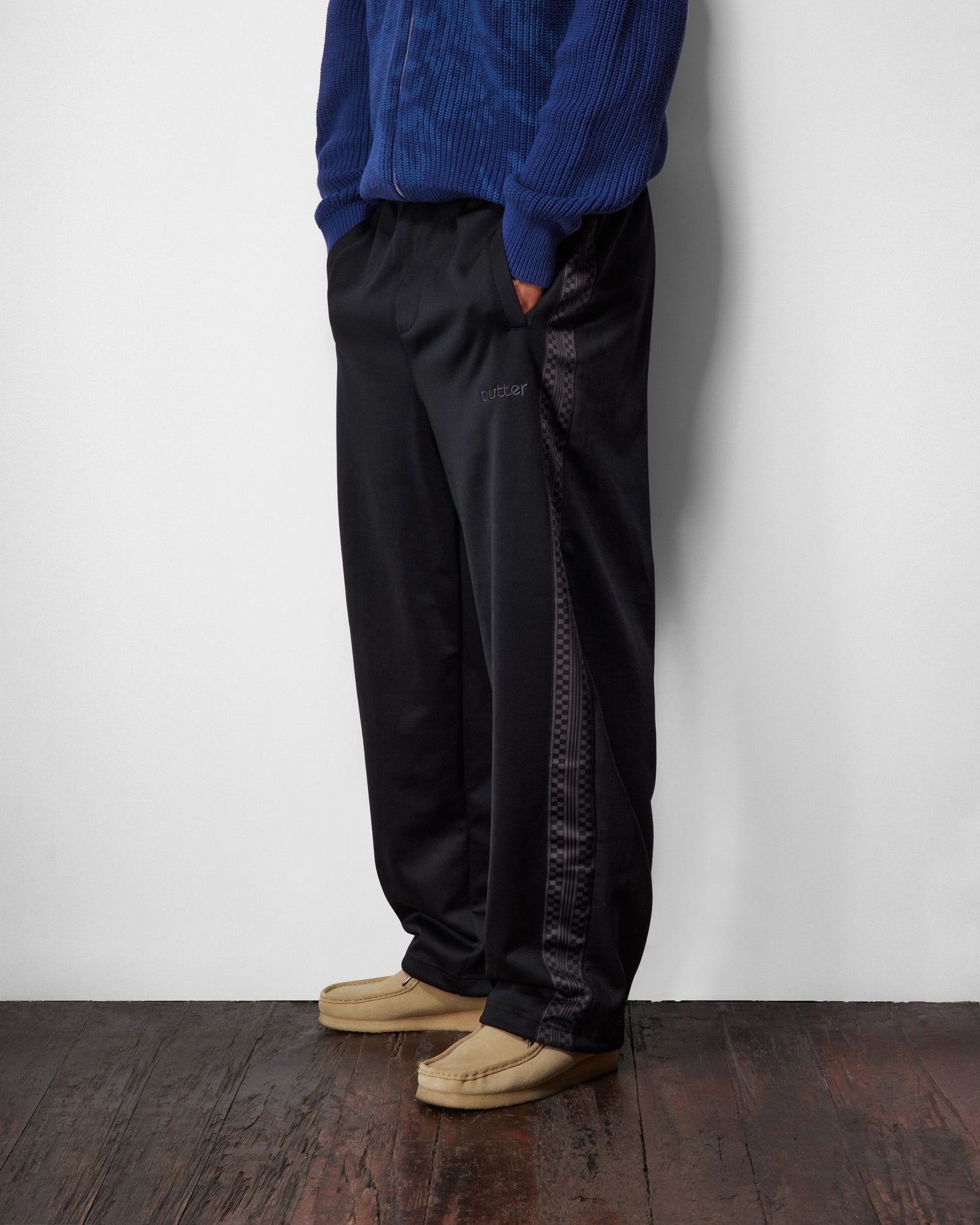 Check Tape Trackpants, Black