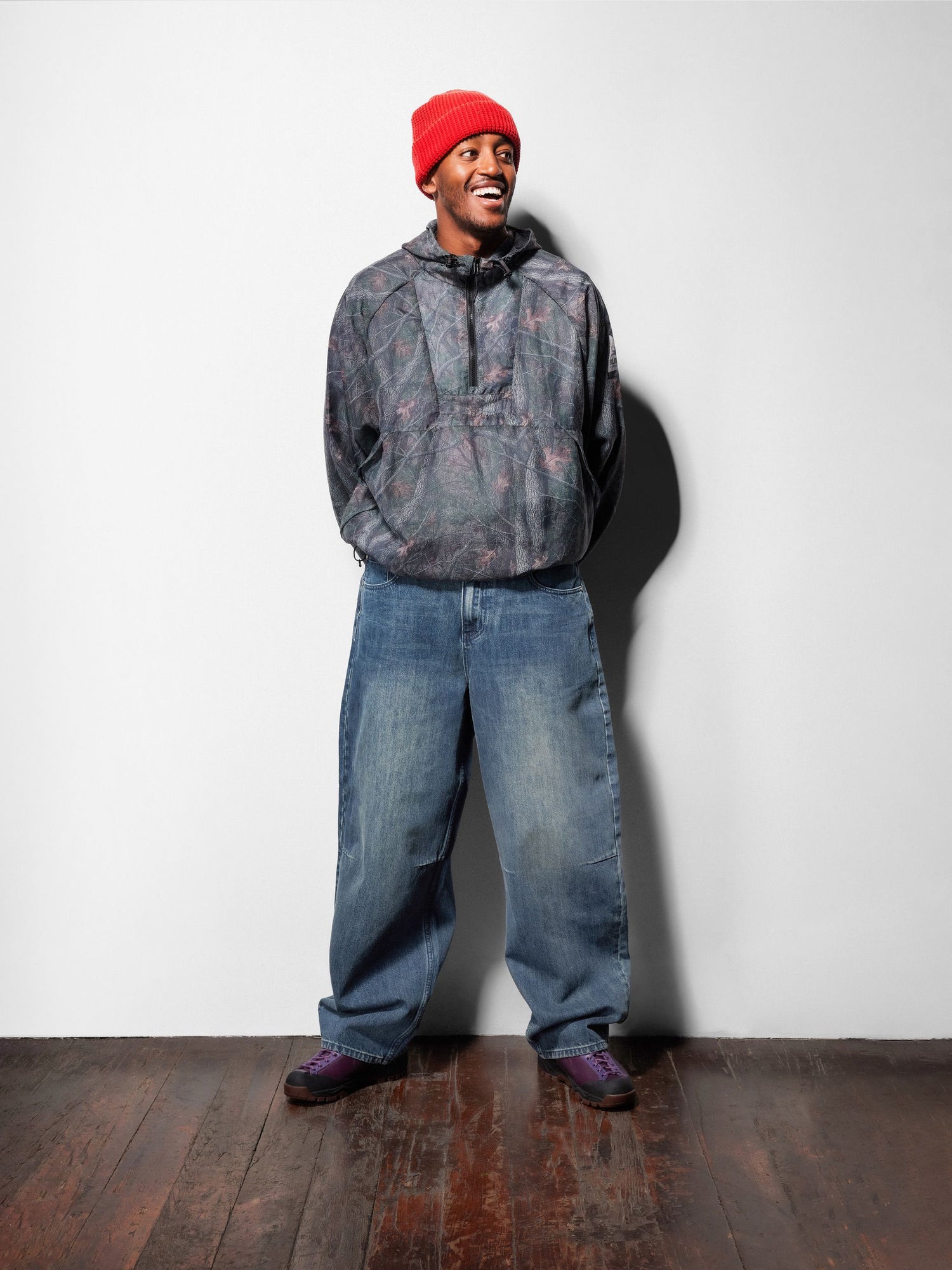 Wide Cut Denim Jeans, Faded Work Blue