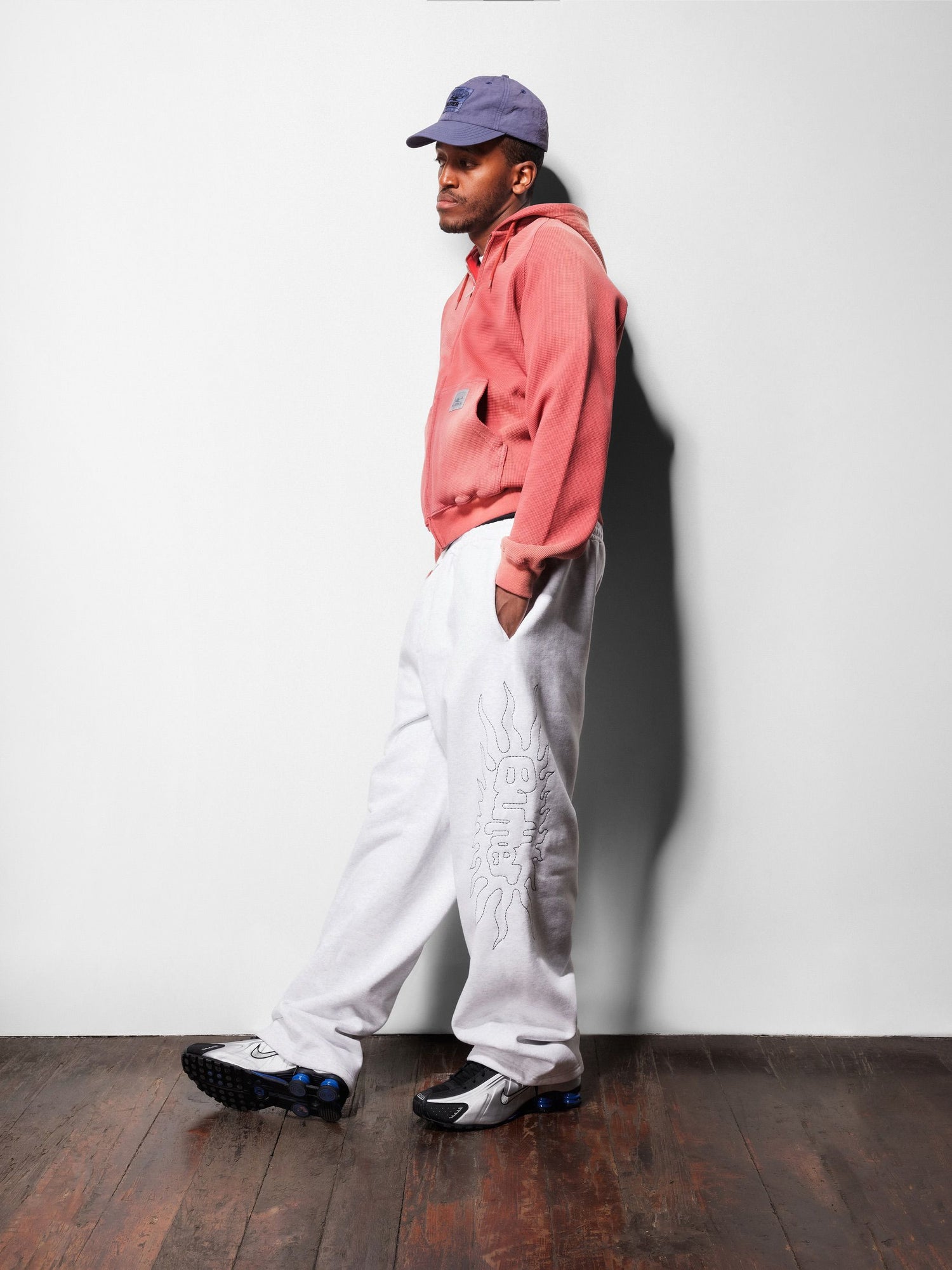 Faded Waffle Zip-Thru Hood, Washed Red