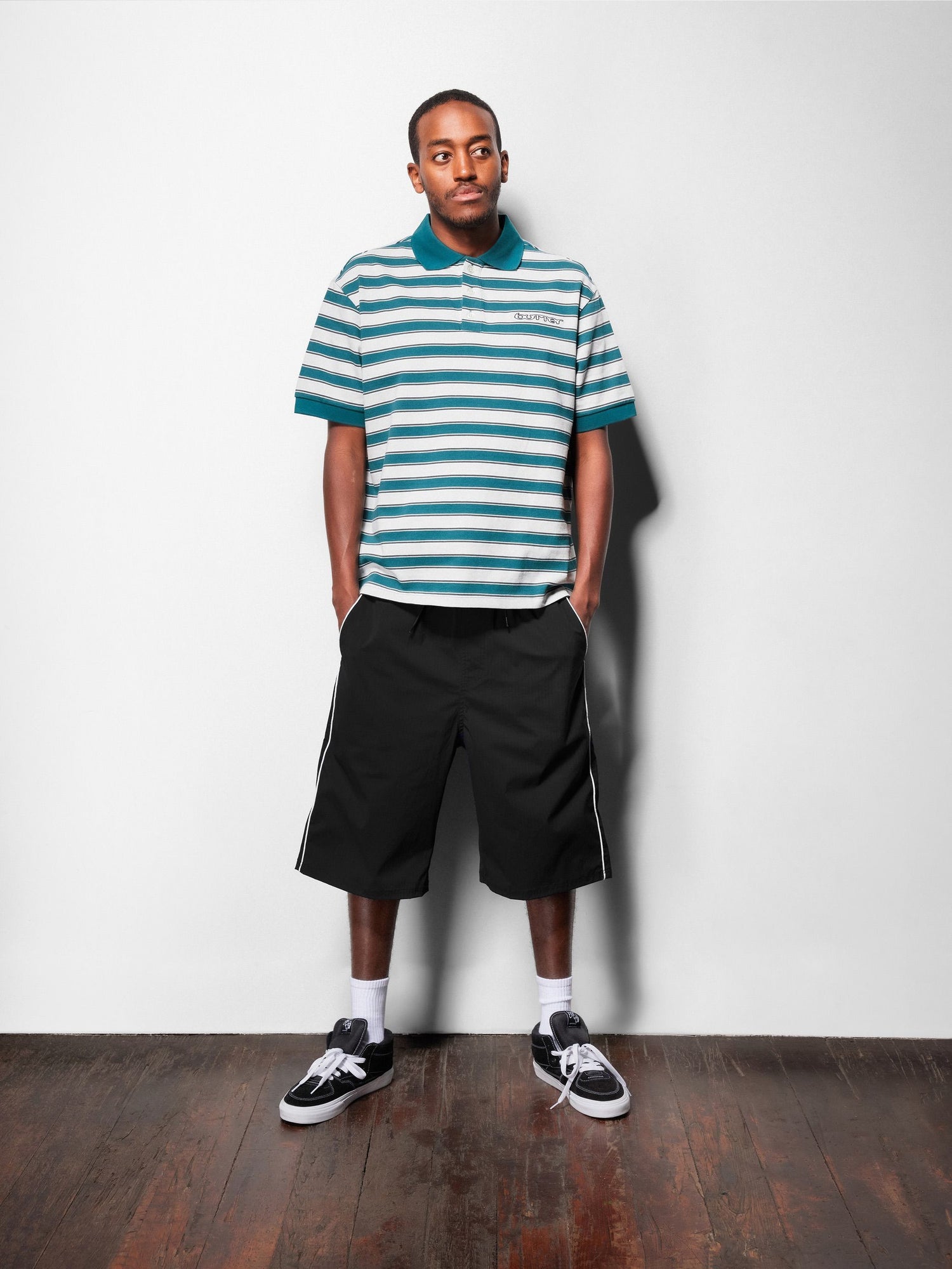 Witness Stripe Polo, Grey / Teal