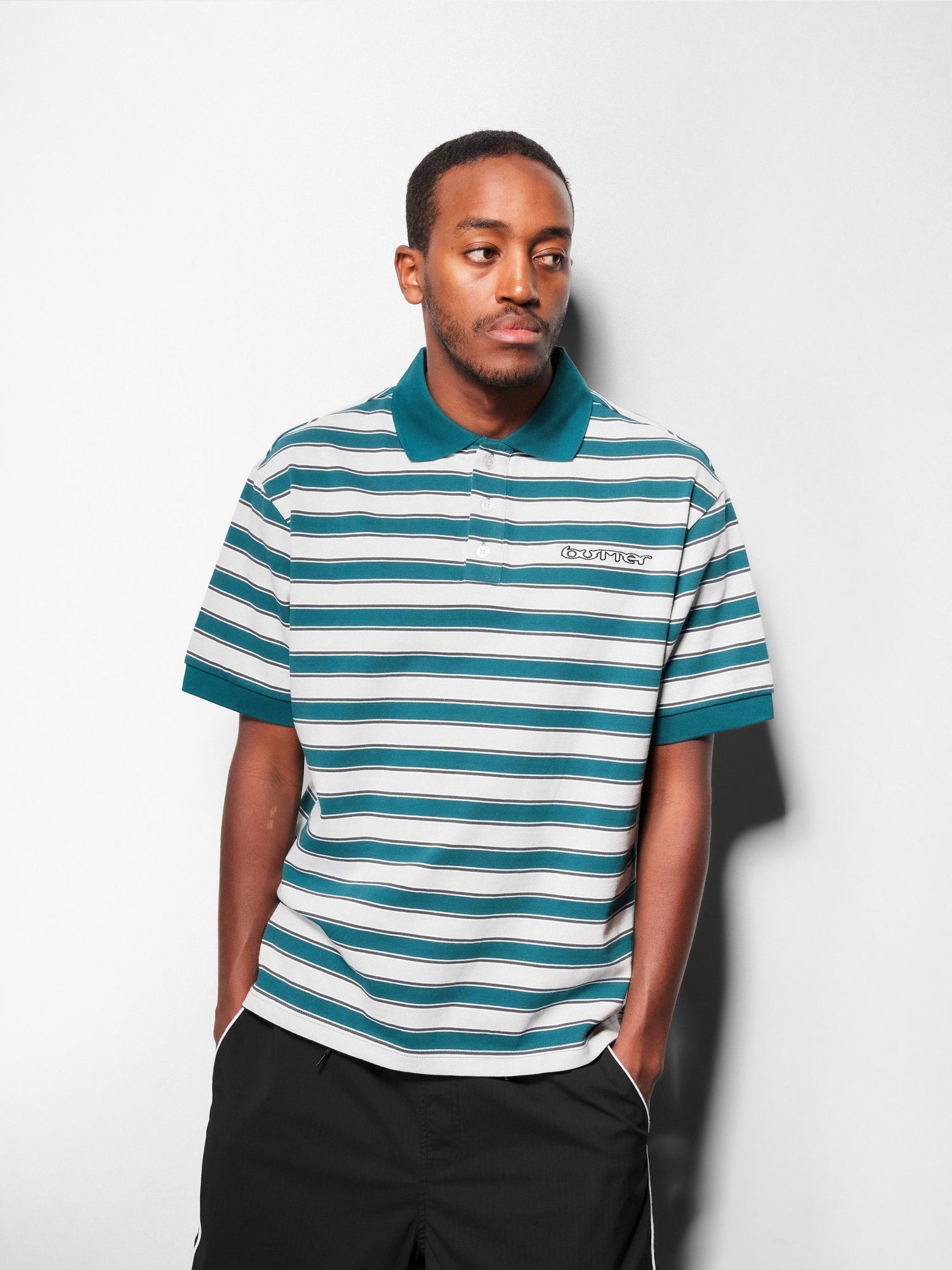Witness Stripe Polo, Grey / Teal