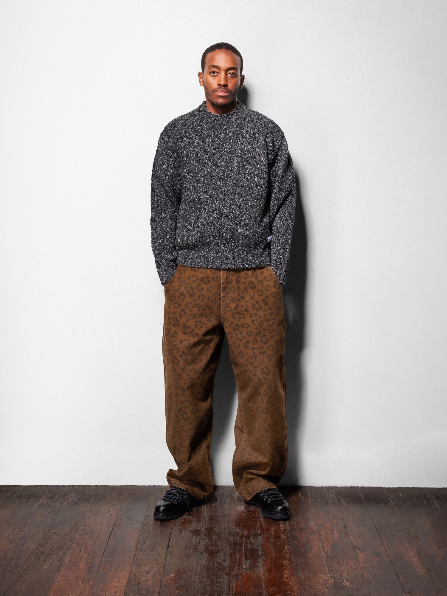 Speckle Knit Sweater, Navy
