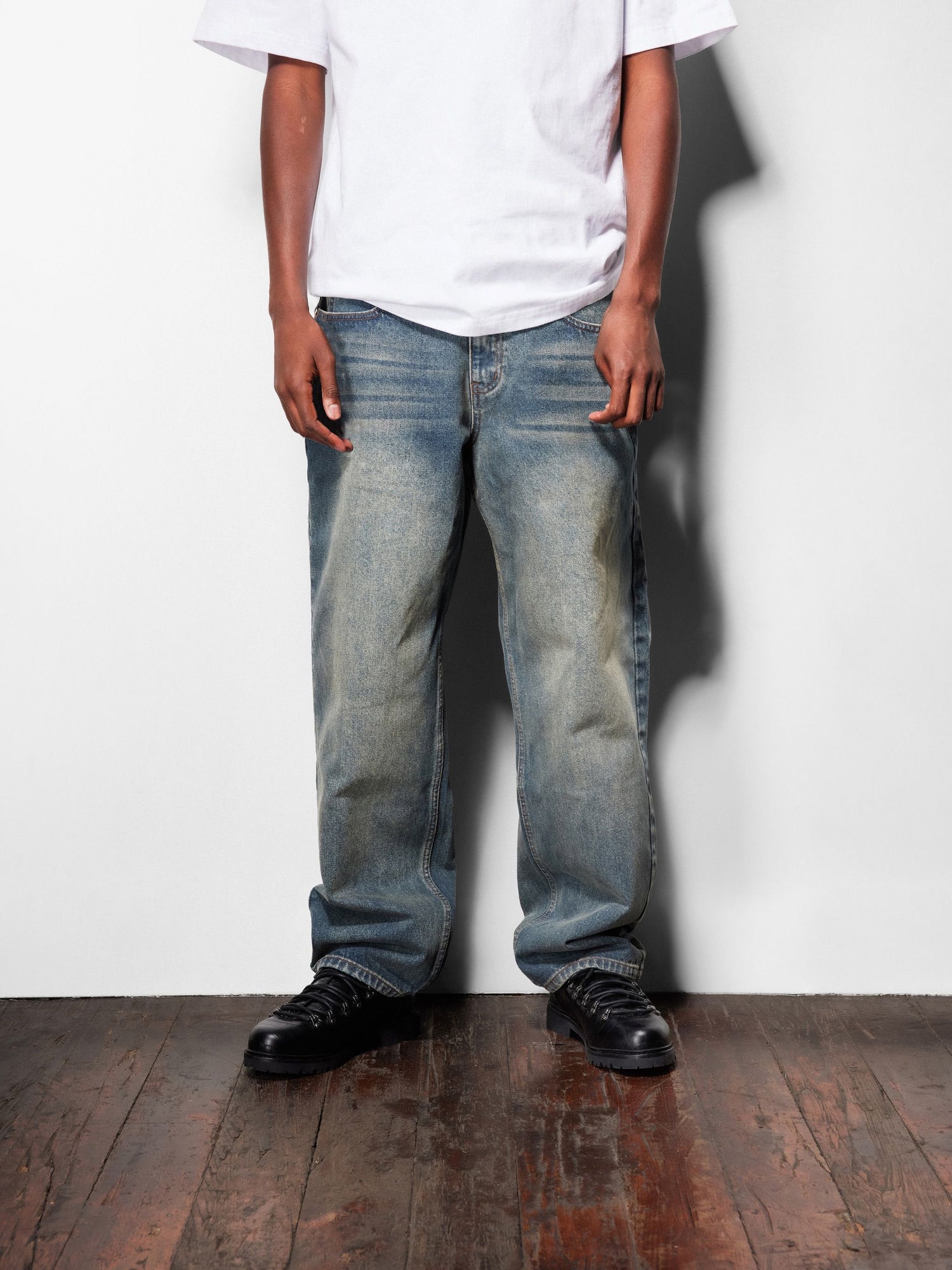 Straight Leg Denim Jeans, Vintage Indigo Wash