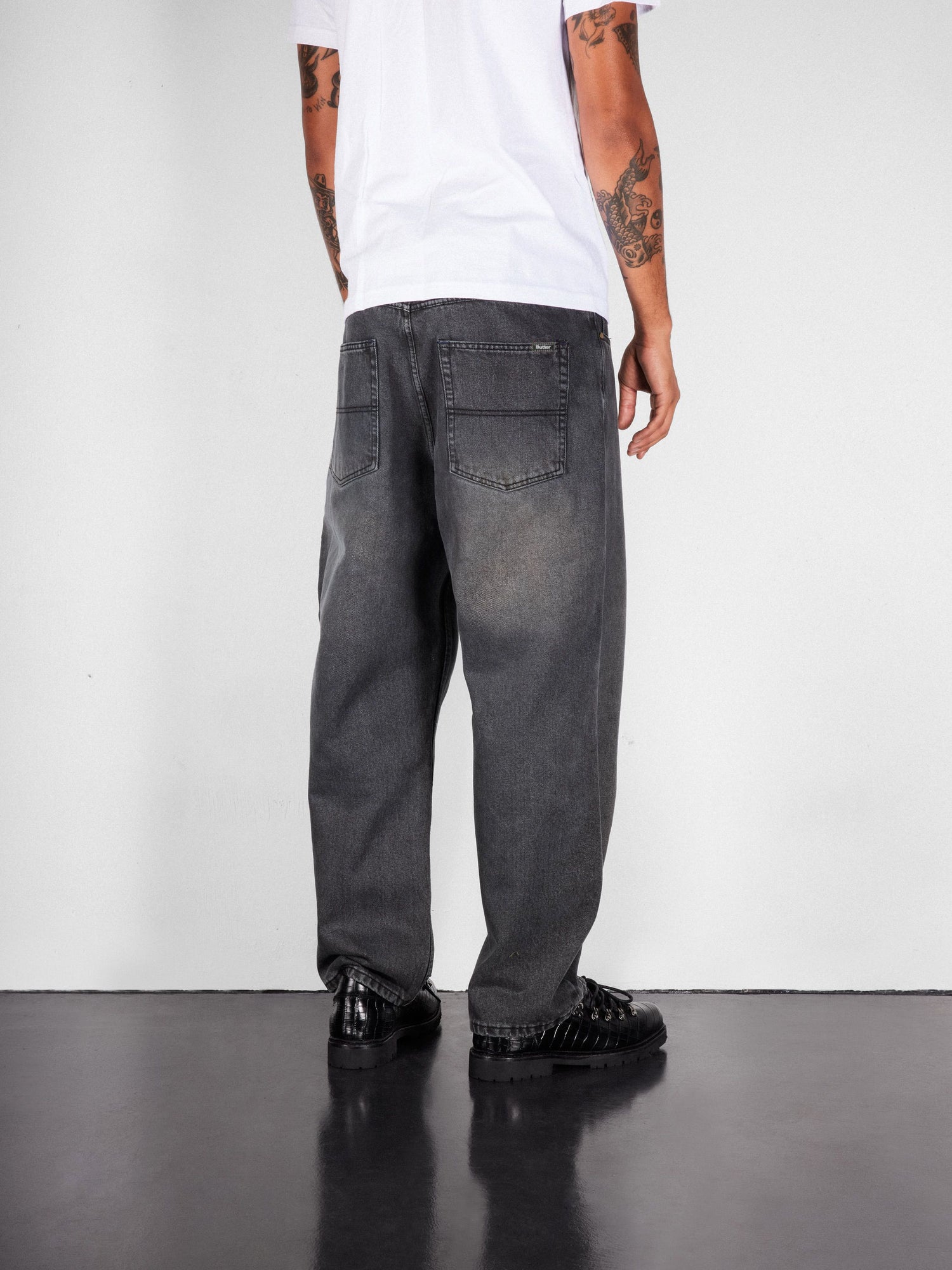 Relaxed Denim Jeans, Streaky Black