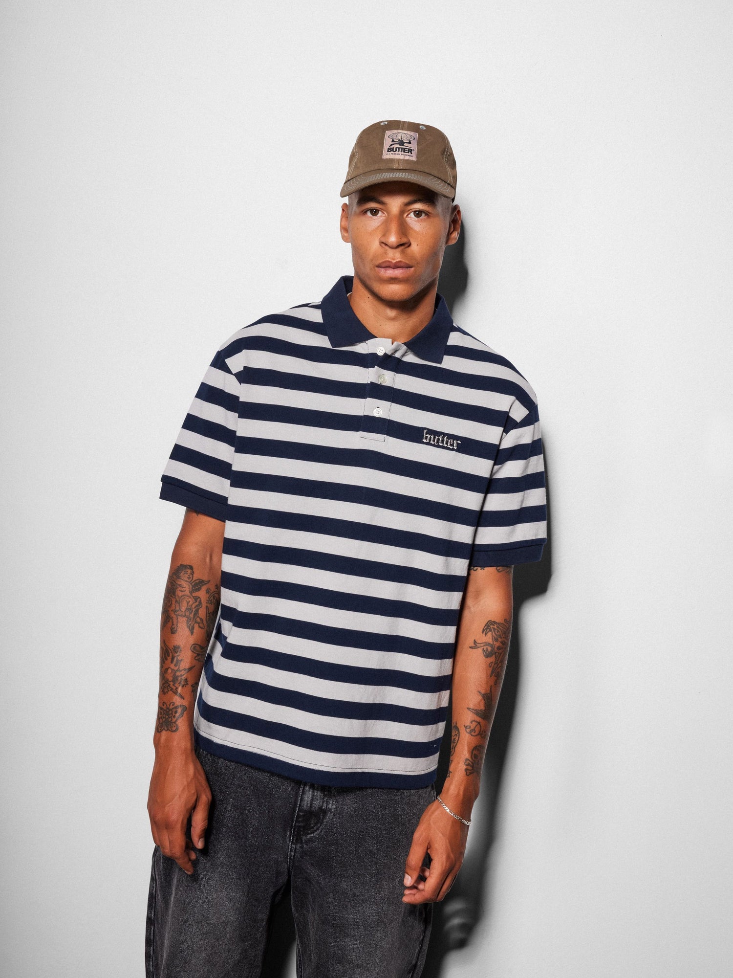 Striped Polo Shirt, Green / Brown