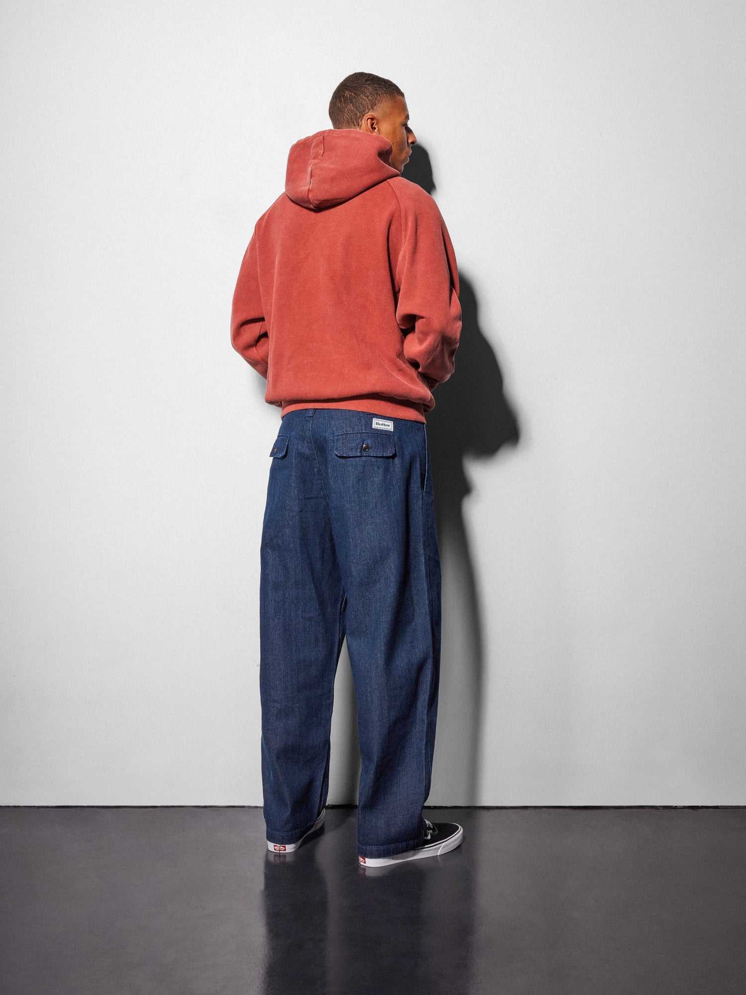 Bleach Waffle Zip-Thru Hood, Washed Rust