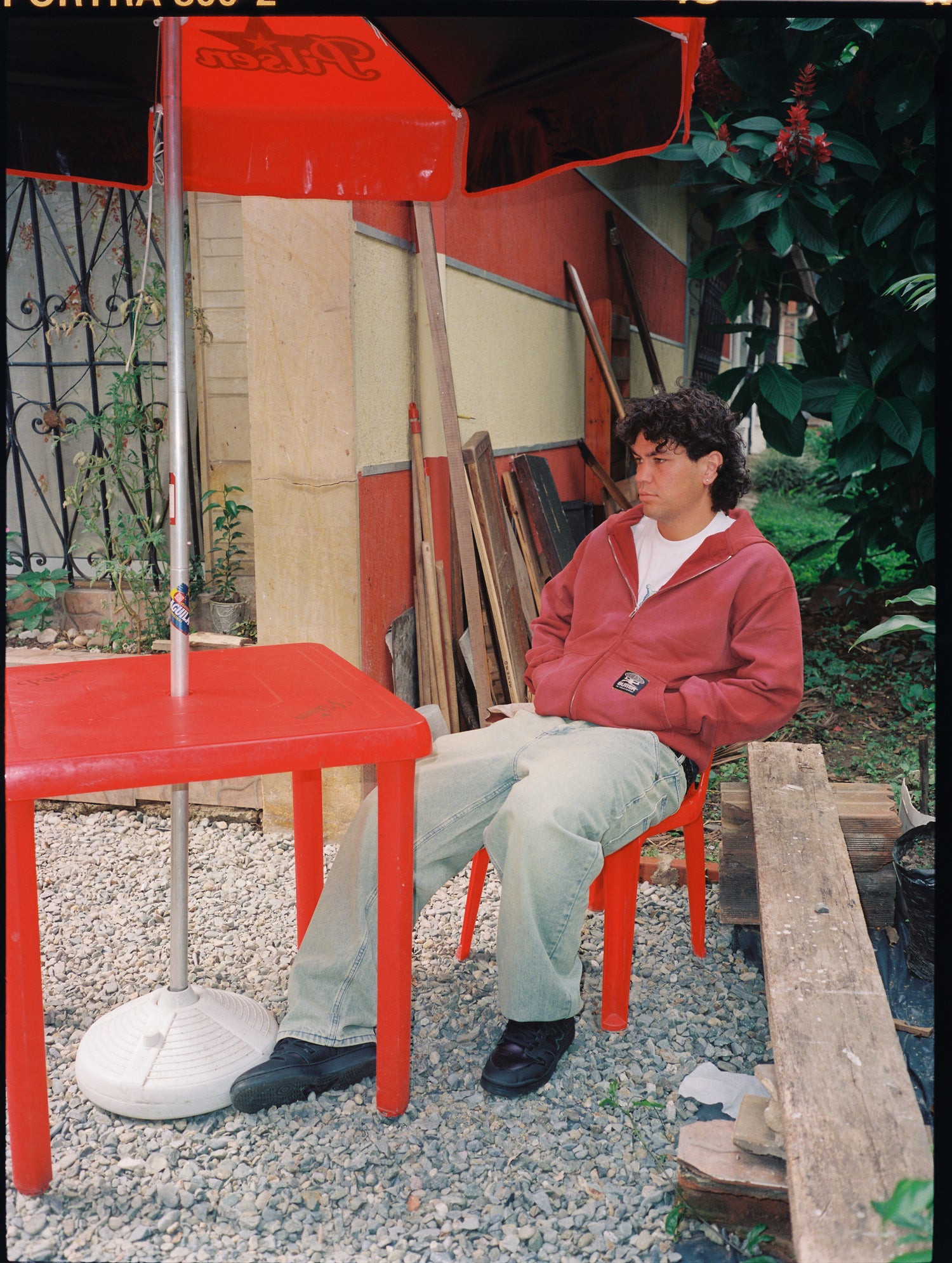 Garage Zip-Thru Hood, Faded Burgundy