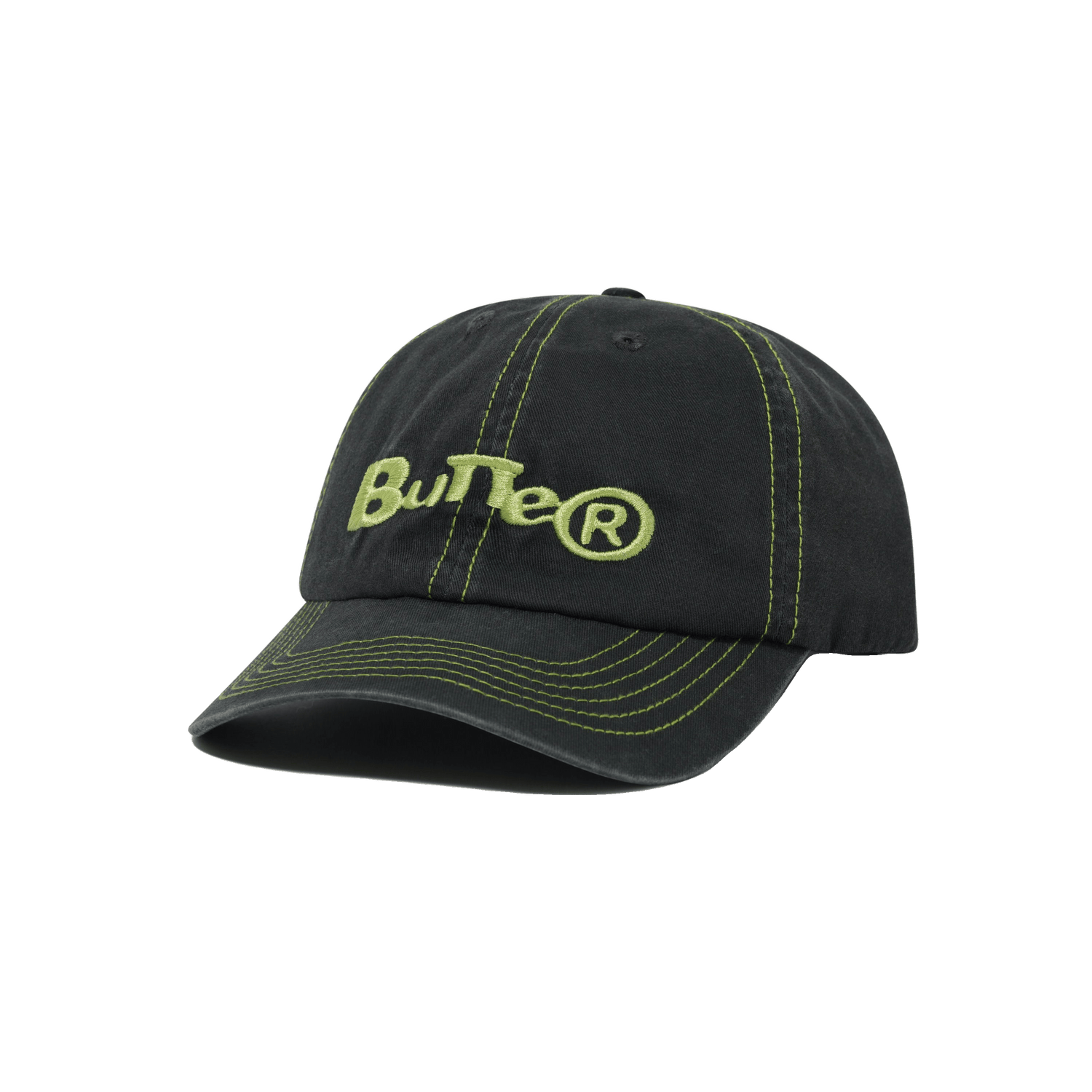 Registered 6 Panel Cap, Washed Black