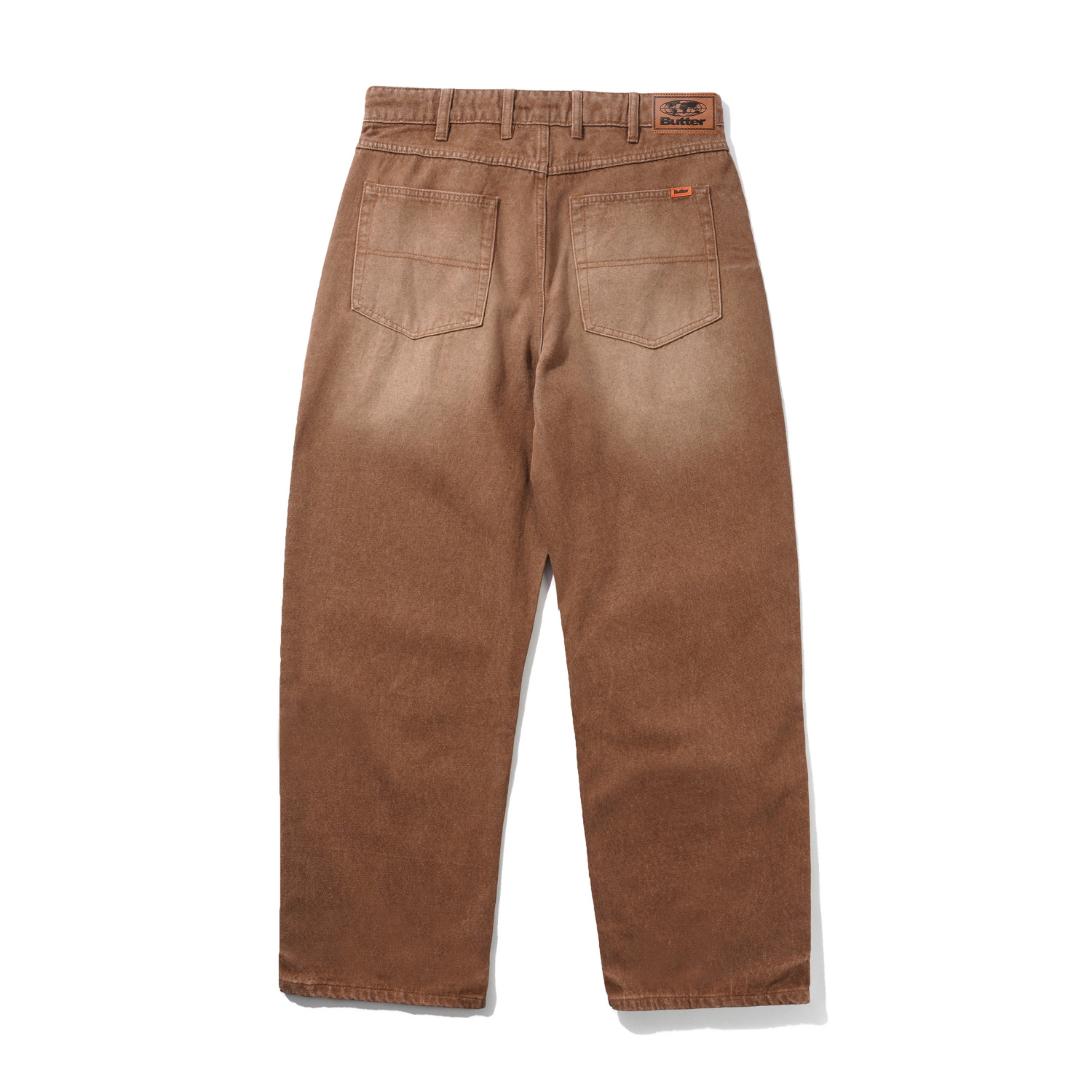 Relaxed Denim Jeans, Distressed Brown