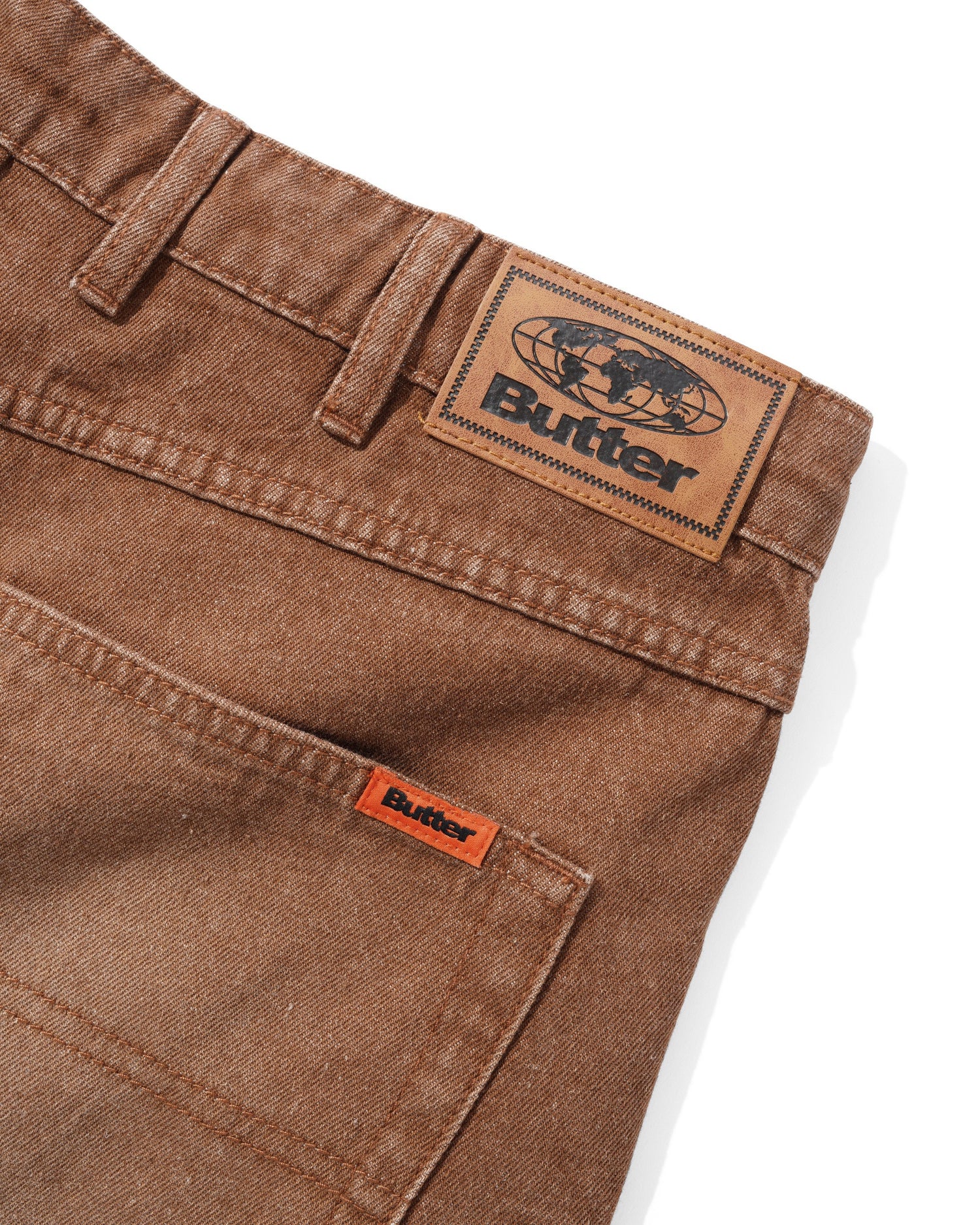 Relaxed Denim Jeans, Distressed Brown