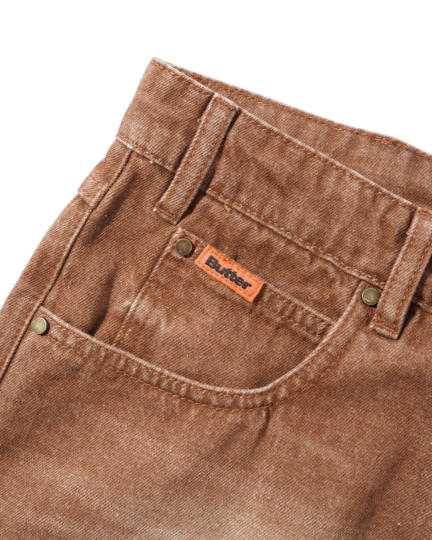Relaxed Denim Jeans, Distressed Brown