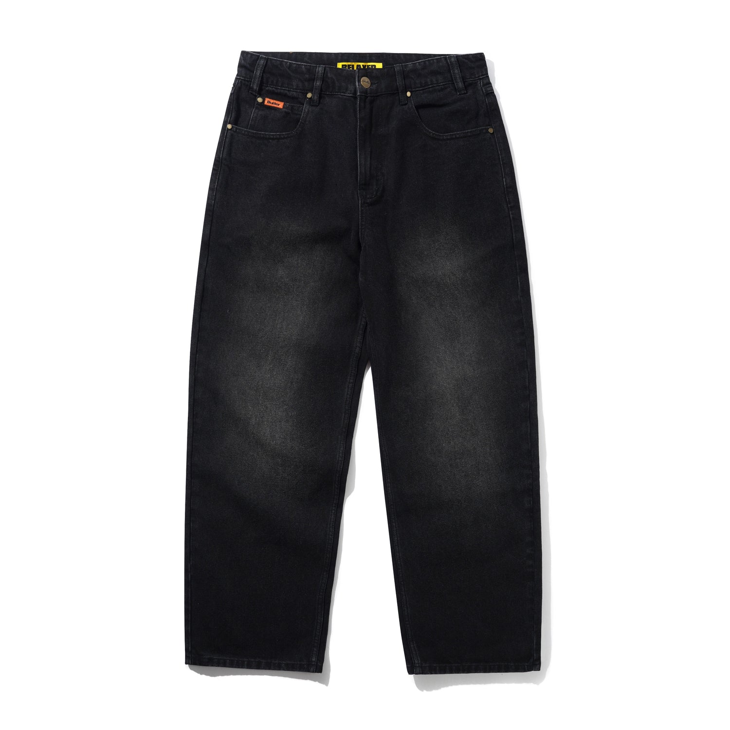 Relaxed Denim Jeans, Flat Black