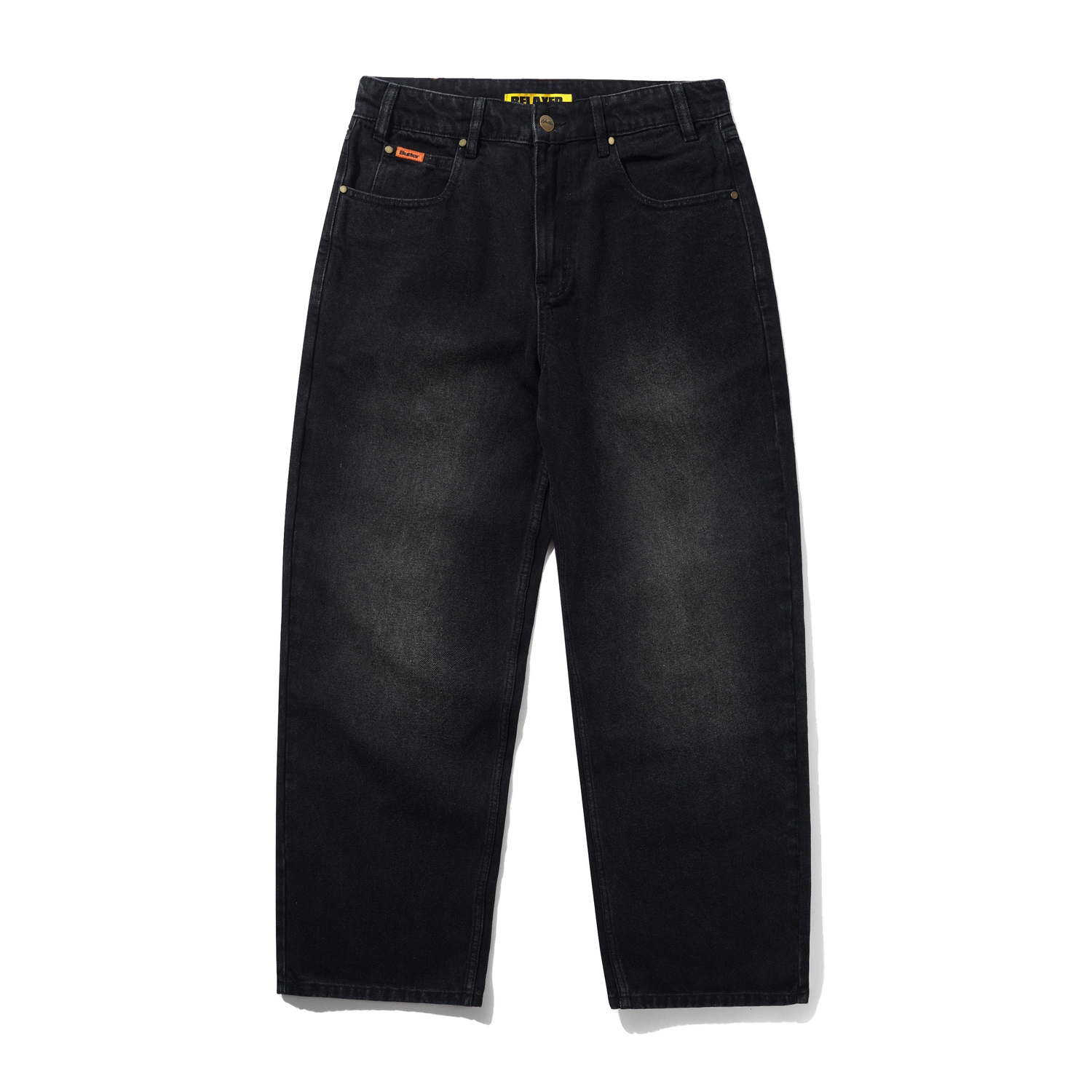 Relaxed Denim Jeans, Flat Black