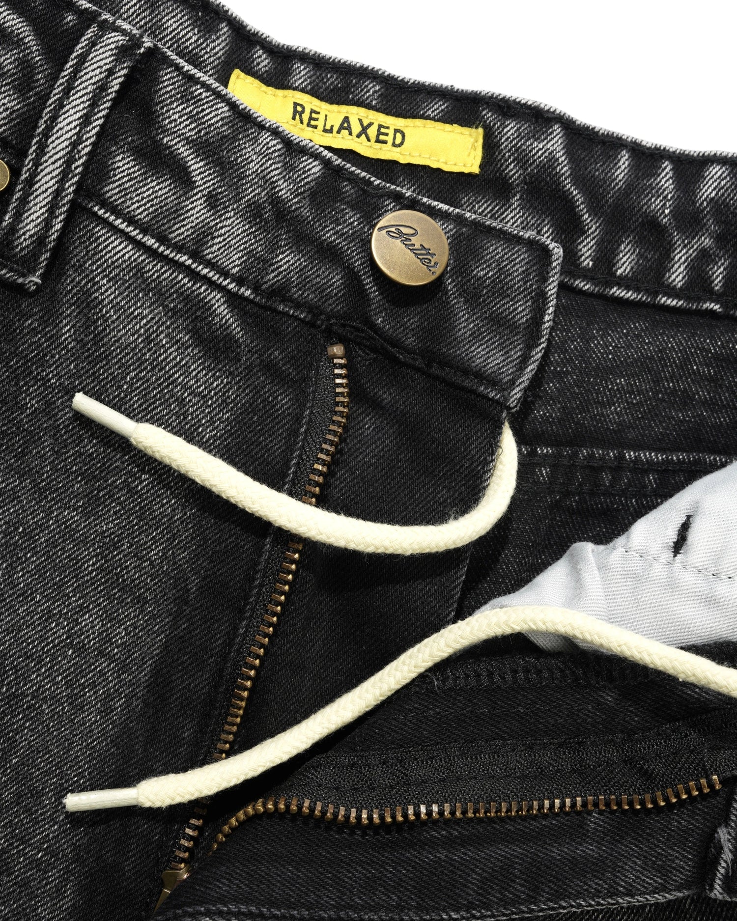 Relaxed Denim Jeans, Streaky Black