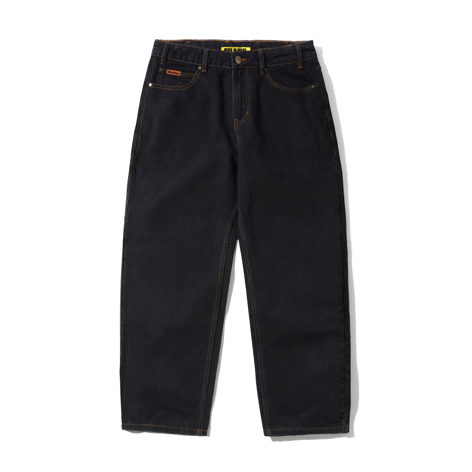 Relaxed Denim Jeans, Washed Black