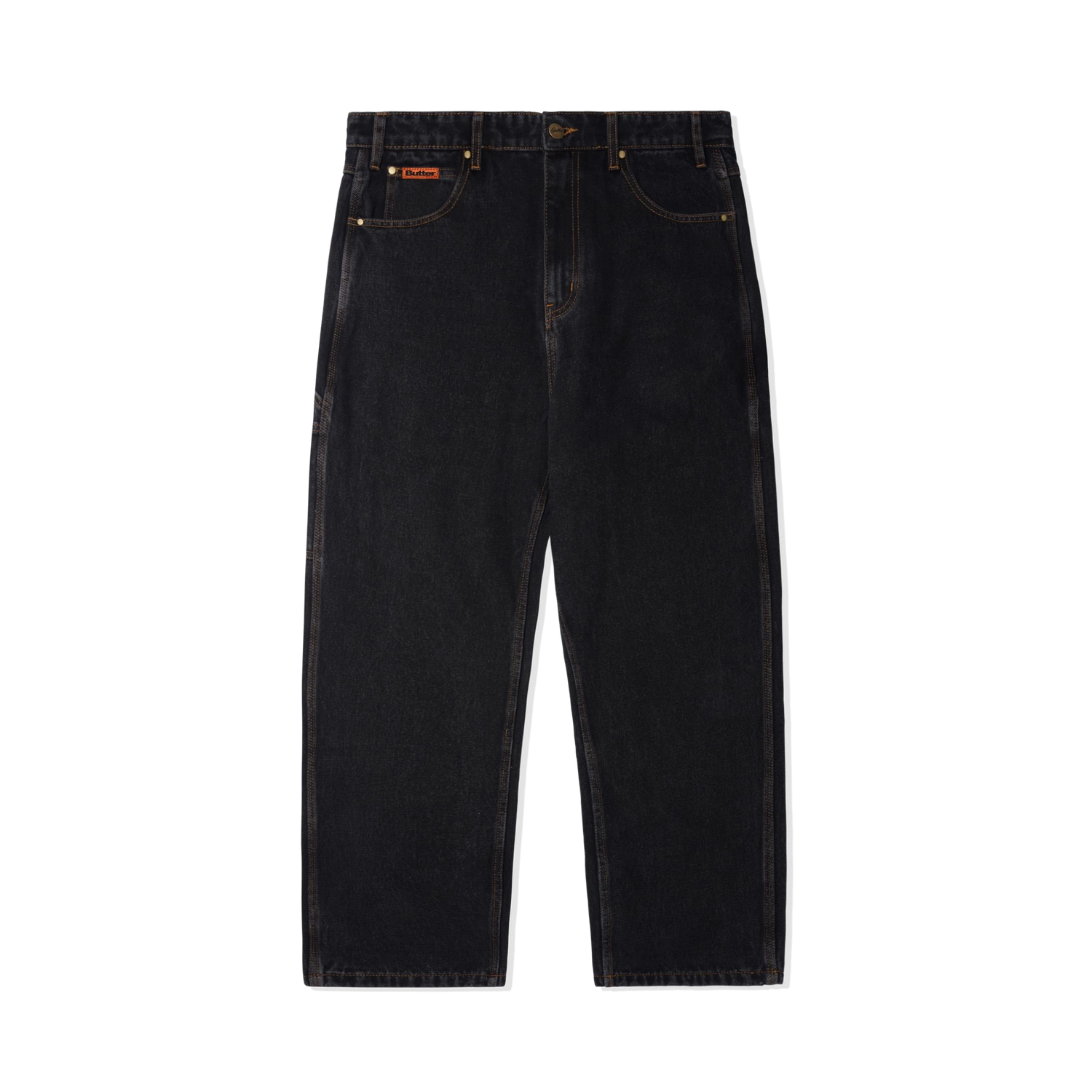 Relaxed Denim Jeans, Washed Black