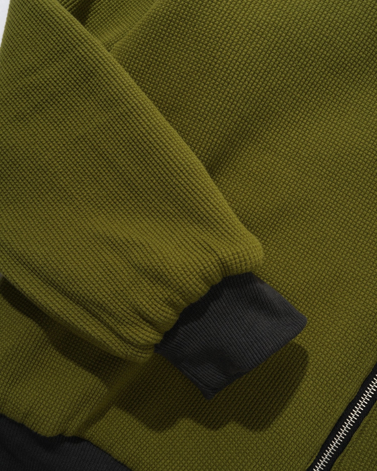 Reversible Waffle Zip-Thru Hood, Washed Black / Army
