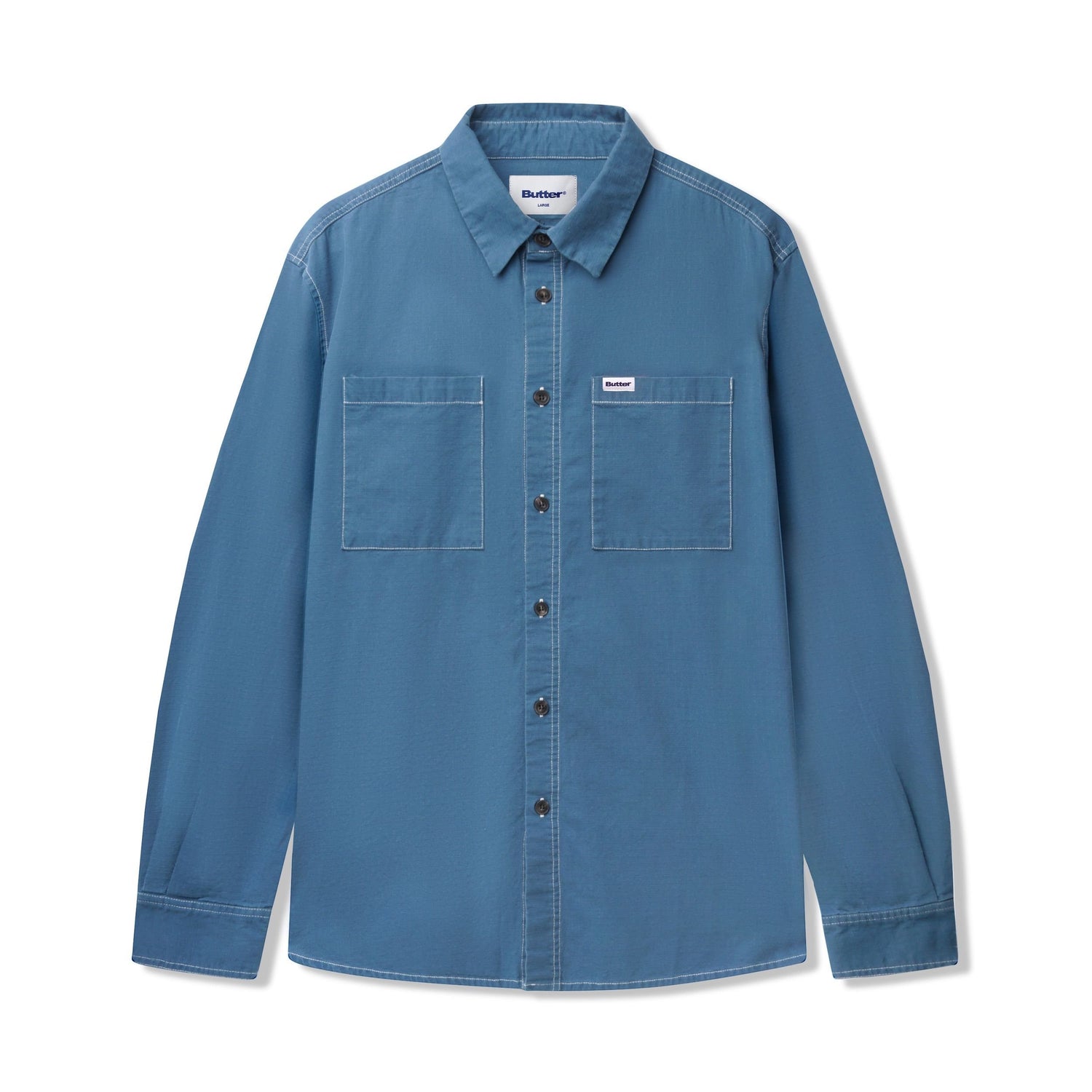 Ripstop Button Up Shirt, Work Blue