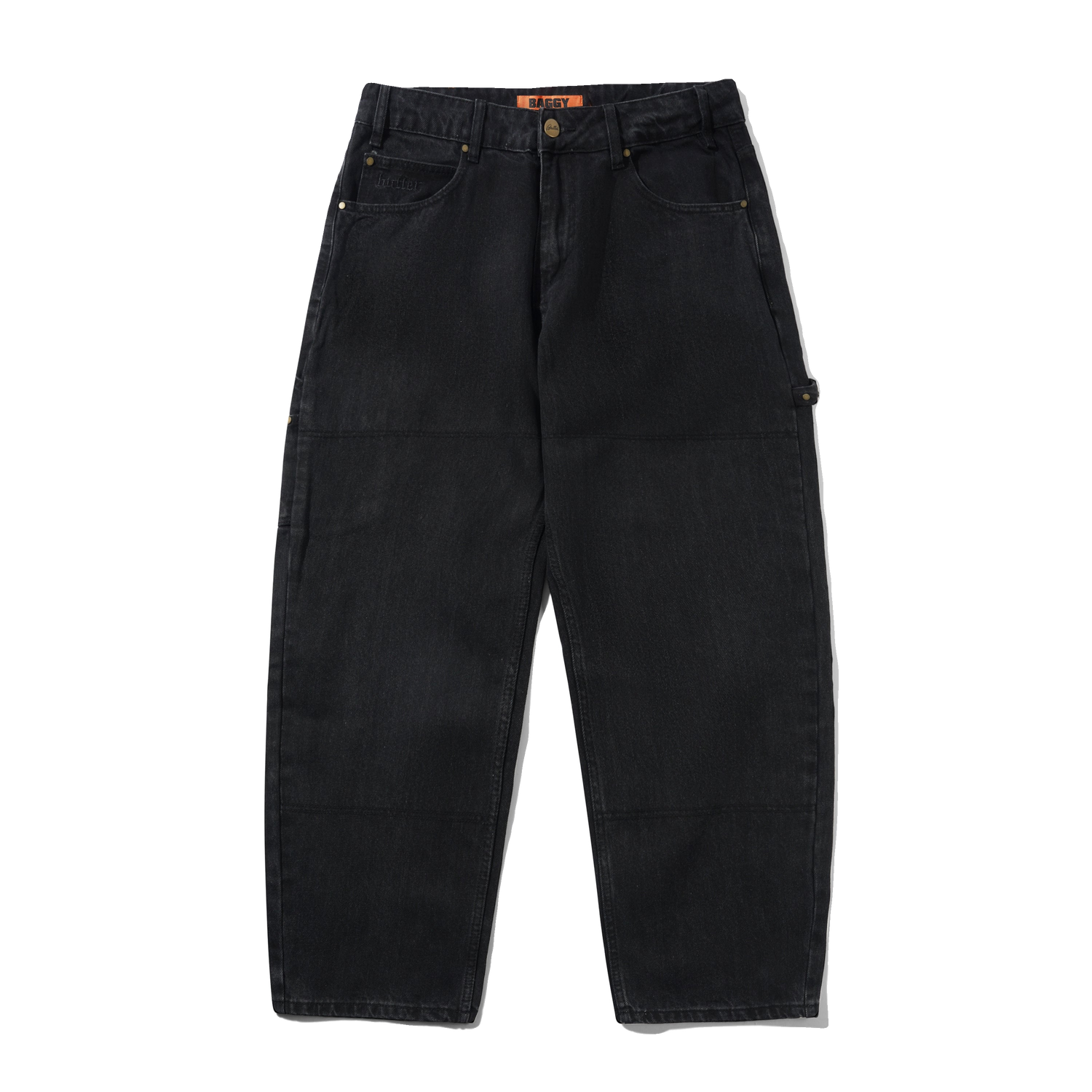 Rivet Denim Jeans, Washed Black