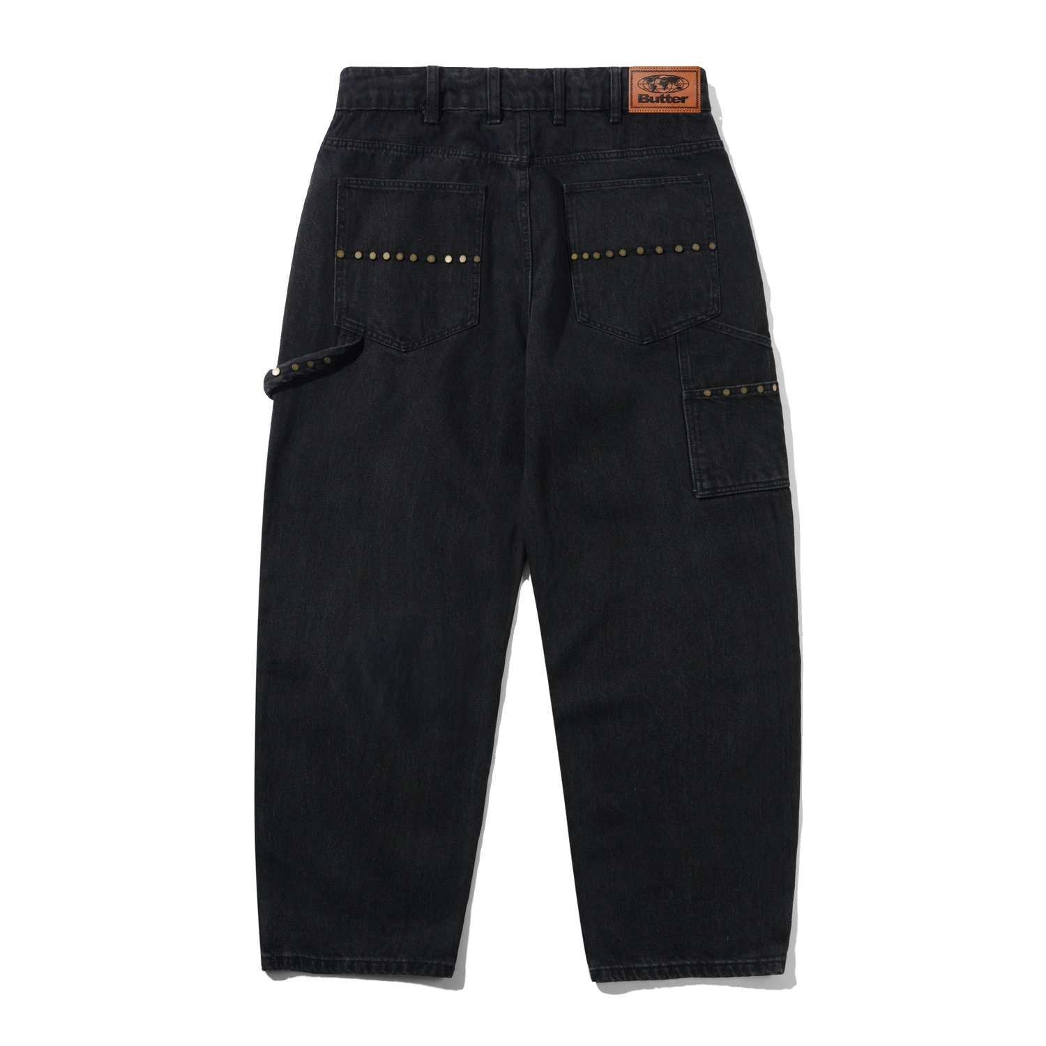 Rivet Denim Jeans, Washed Black