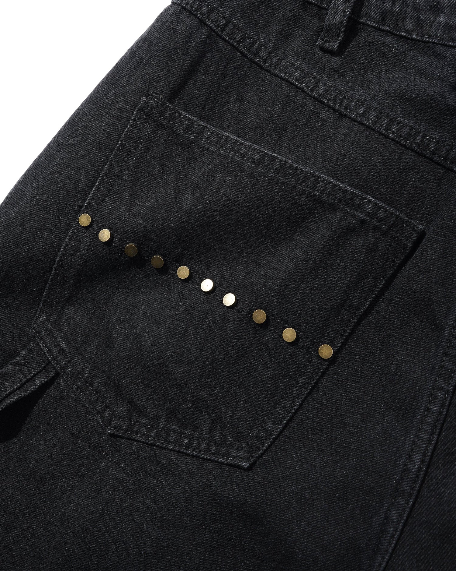 Rivet Denim Shorts, Washed Black